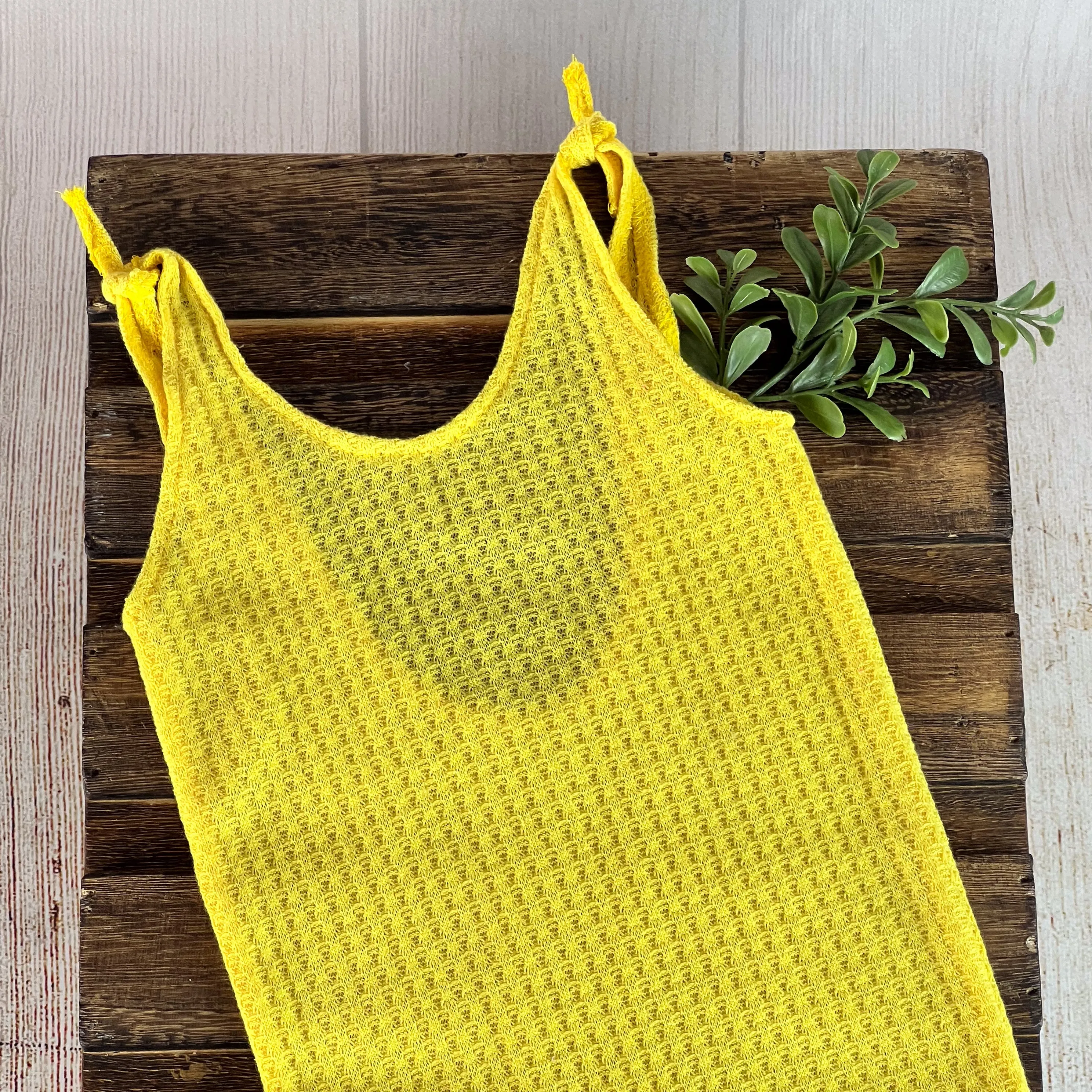 Adjustable Jumpsuit - Perforated - Yellow