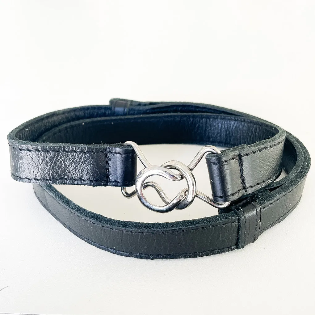 Adjustable Leather Belt - Black