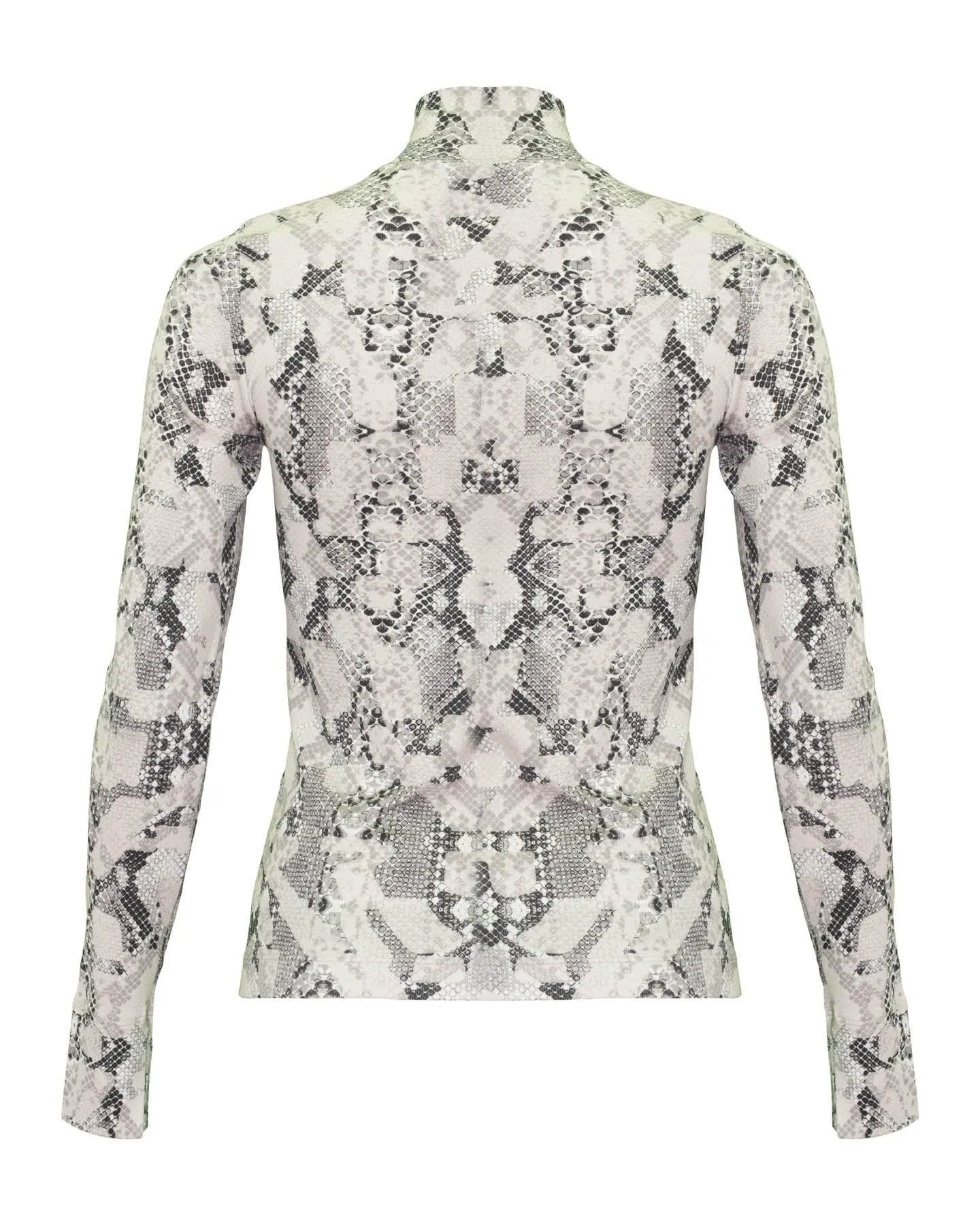 Band Collar Snakeskin Print Top