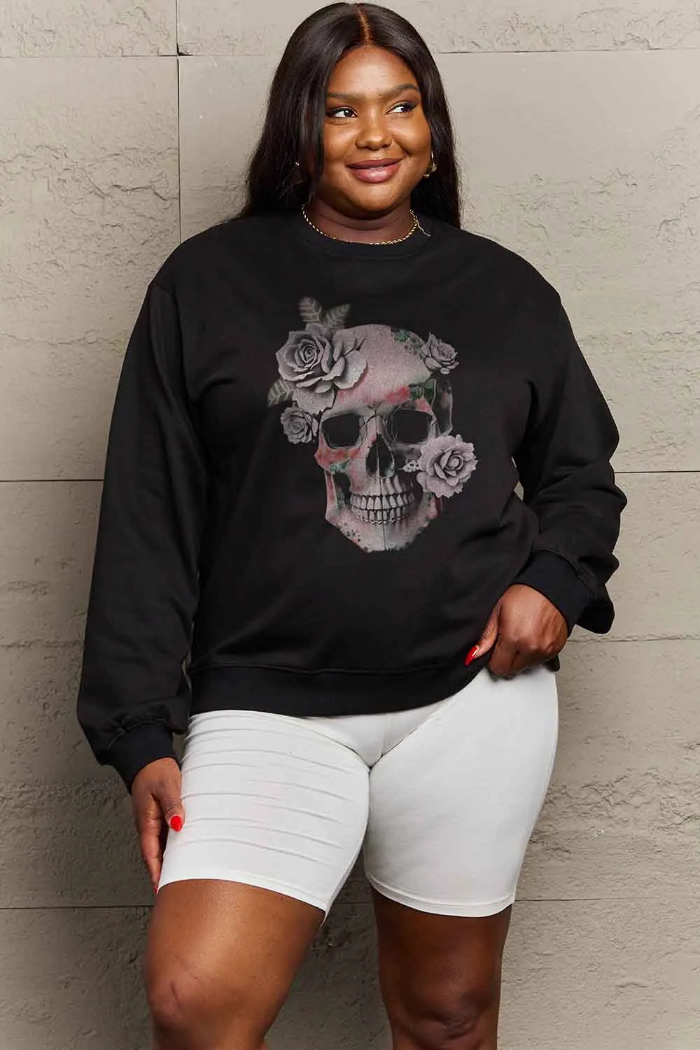 Dropped Shoulder SKULL Graphic Sweatshirt