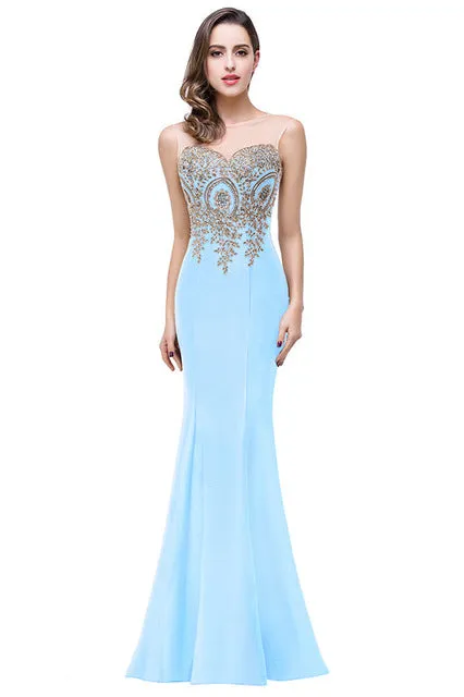 Elegant Flash Backless Off-the-shoulder Appliqued Lace Mermaid Prom Dresses For Ladies