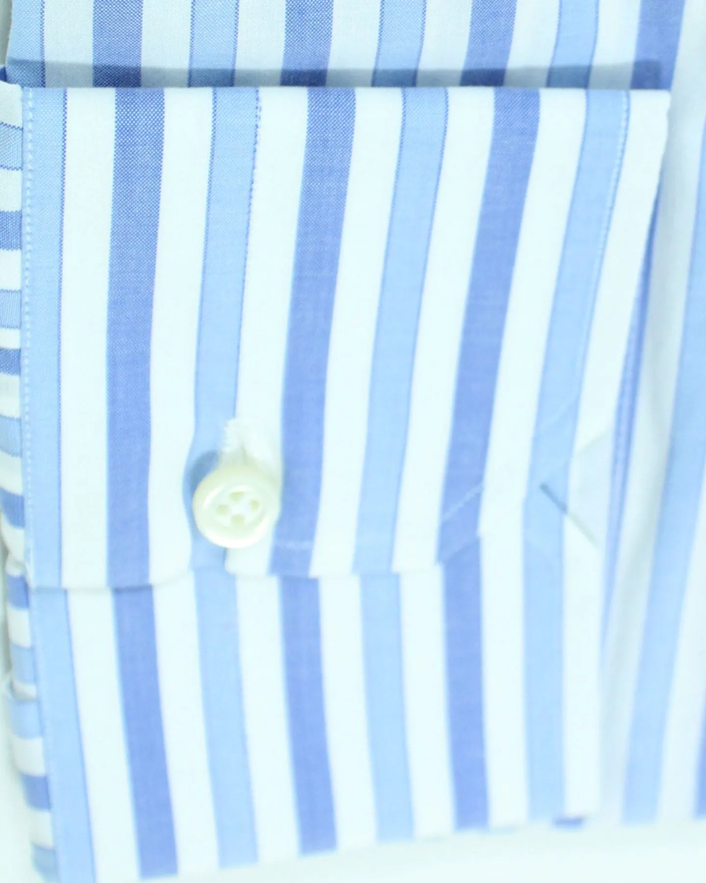 Isaia Dress Shirt White Blue Stripes 39 - 15 1/2 Regular Fit