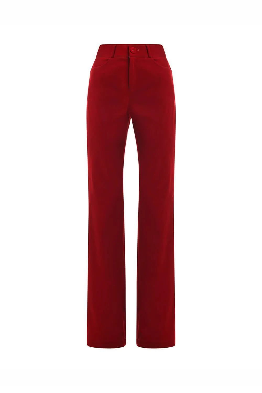 Isla Straight Wide Leg Velvet Ankle Length Pants