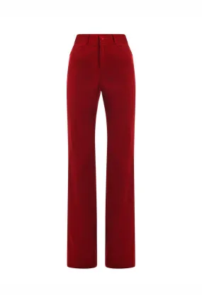 Isla Straight Wide Leg Velvet Ankle Length Pants