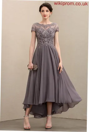 Lace the Mother Beading Nathalia With Scoop Mother of the Bride Dresses Sequins of Chiffon A-Line Dress Asymmetrical Neck Bride