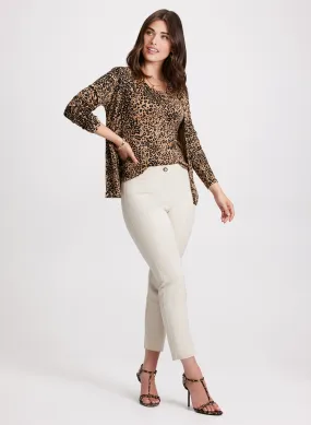 Leopard Print Cardigan & Ankle-Length Pants