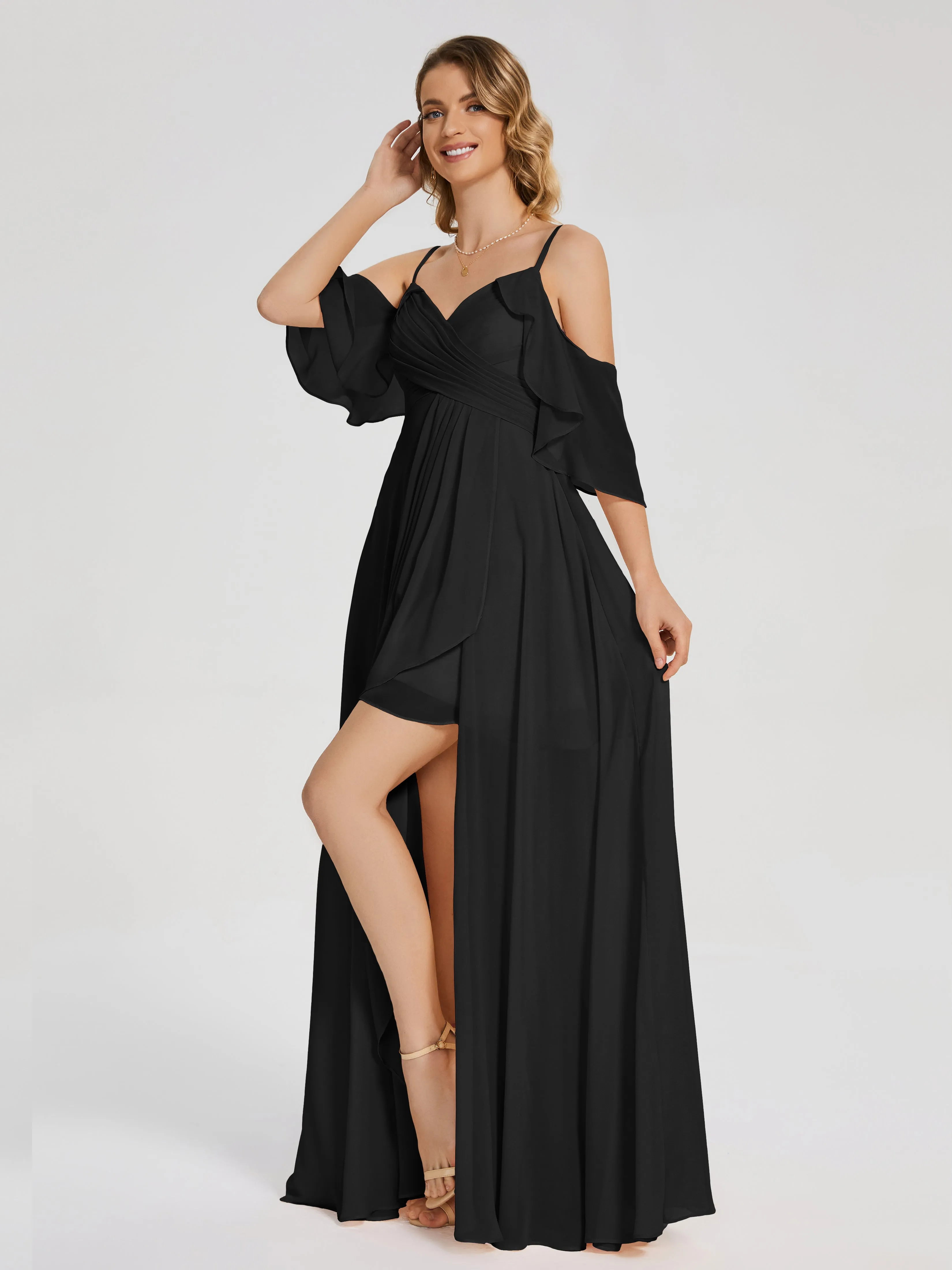 Lilah Hanging Sleeves Asymmetrical Bridesmaid Dresses