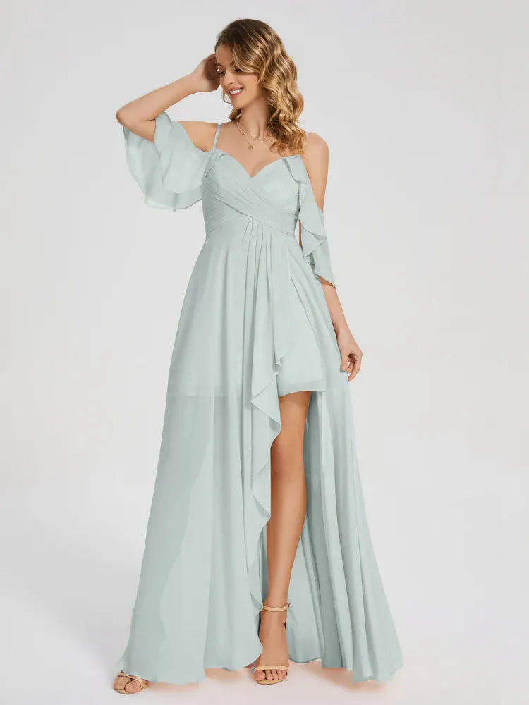 Lilah Hanging Sleeves Asymmetrical Bridesmaid Dresses