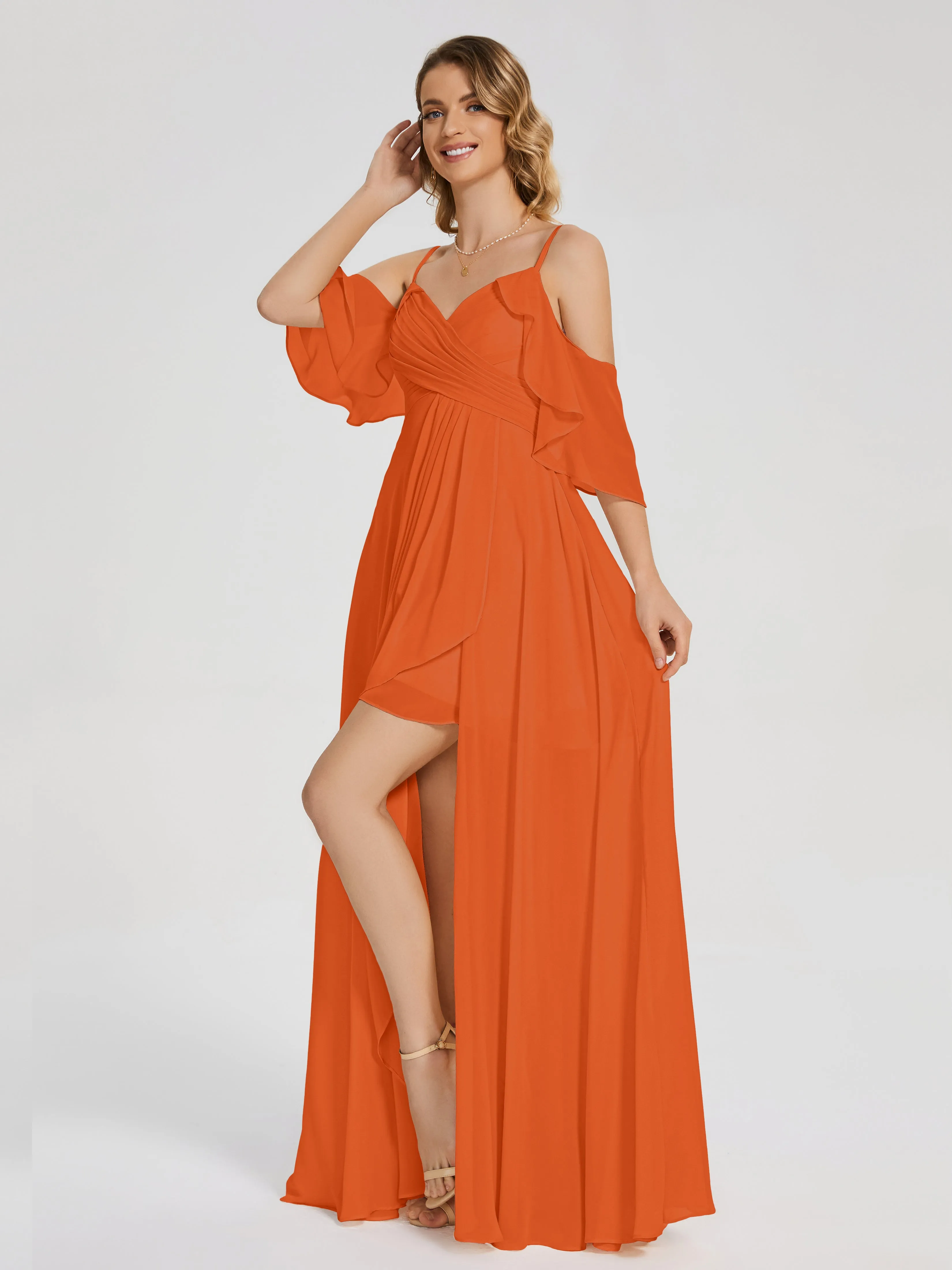 Lilah Hanging Sleeves Asymmetrical Bridesmaid Dresses