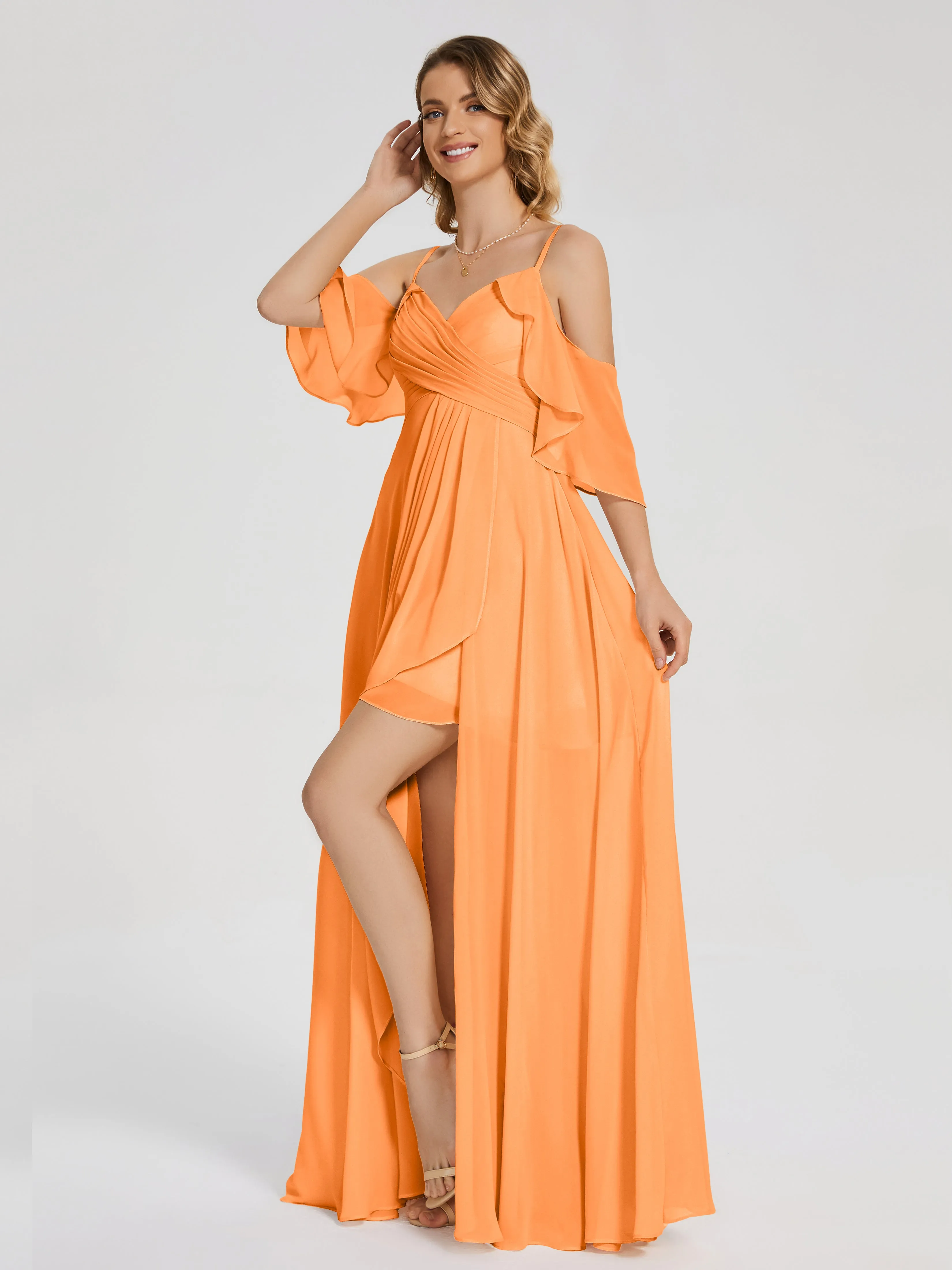 Lilah Hanging Sleeves Asymmetrical Bridesmaid Dresses