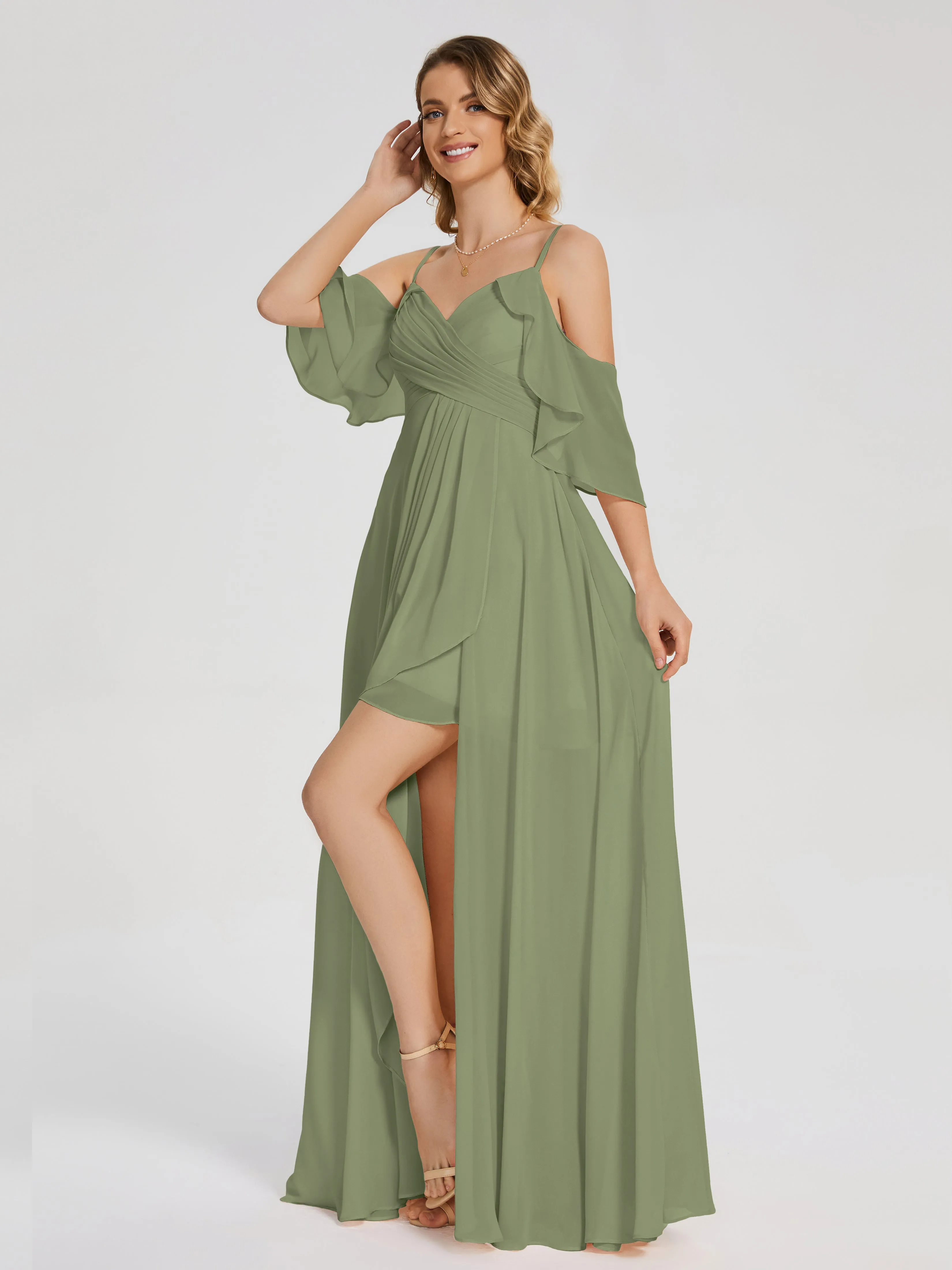 Lilah Hanging Sleeves Asymmetrical Bridesmaid Dresses