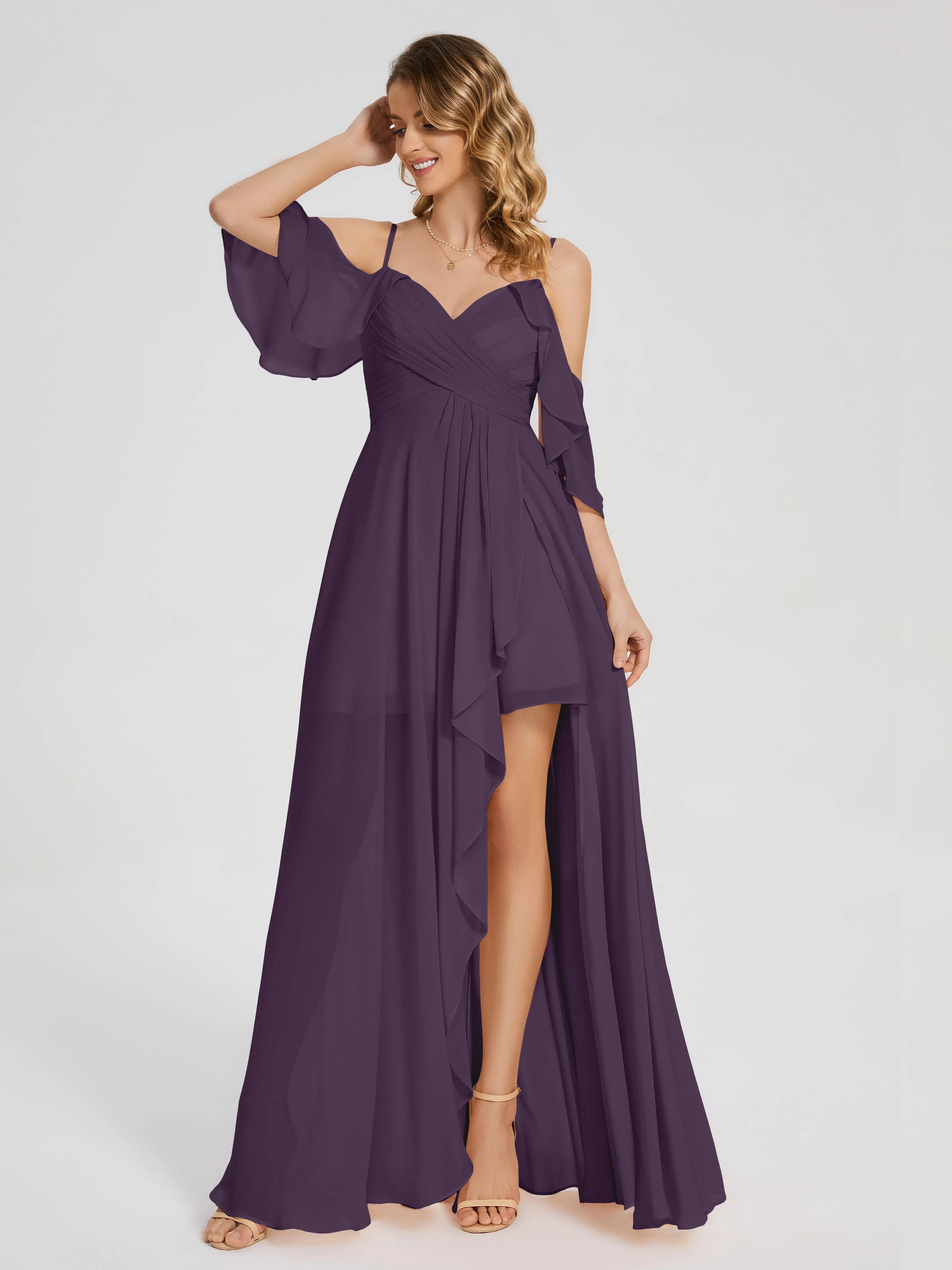 Lilah Hanging Sleeves Asymmetrical Bridesmaid Dresses