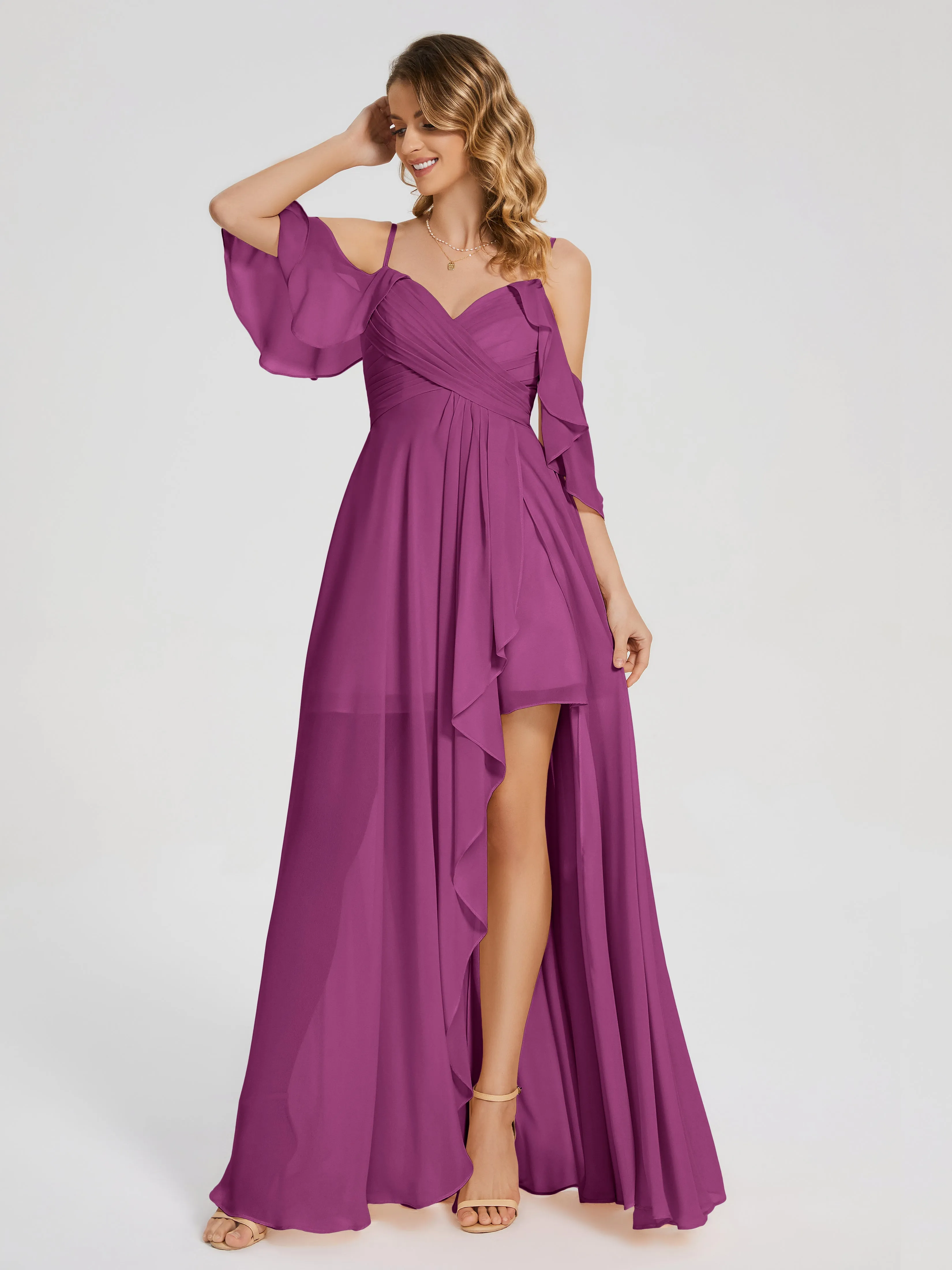 Lilah Hanging Sleeves Asymmetrical Bridesmaid Dresses