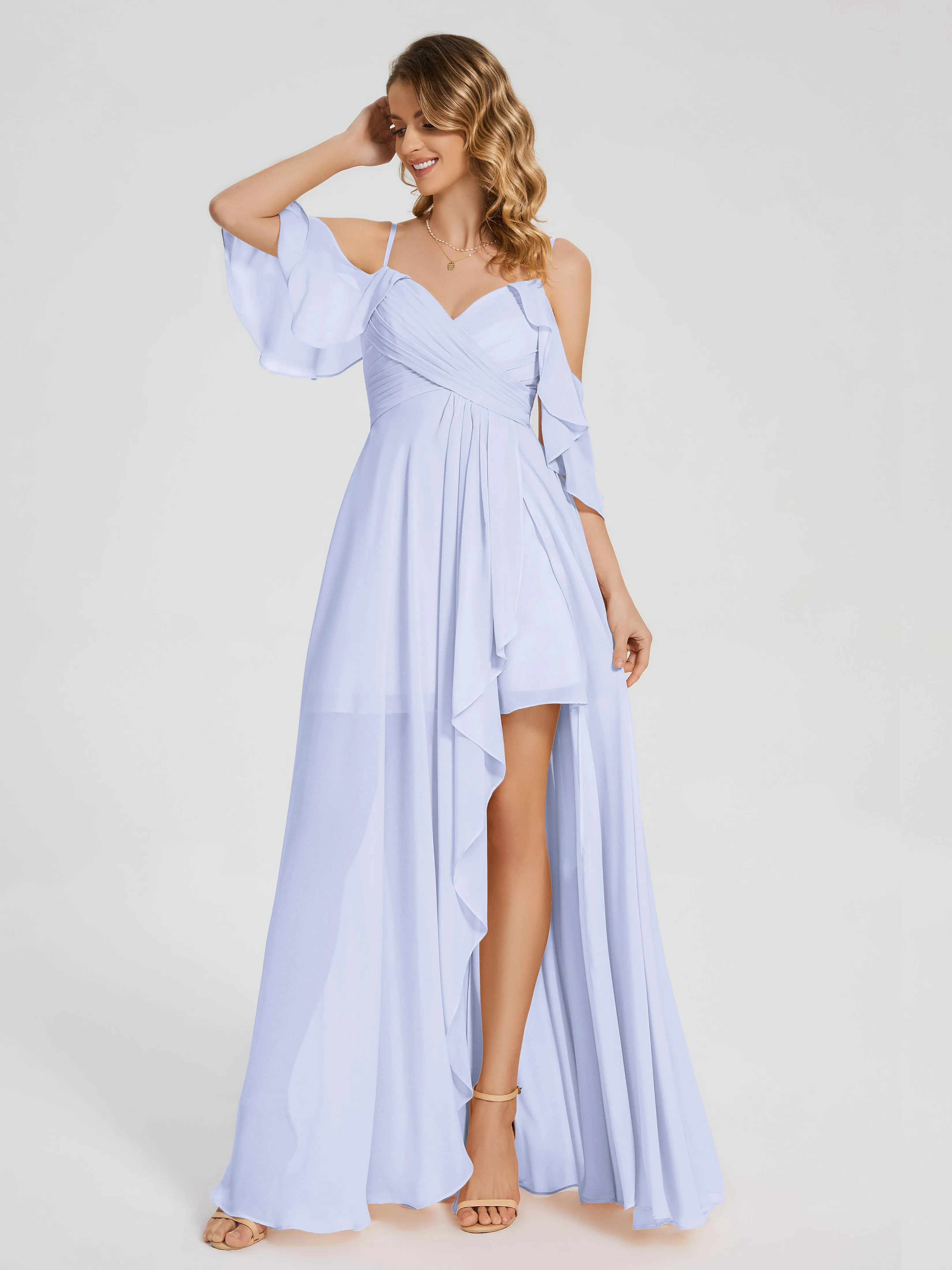 Lilah Hanging Sleeves Asymmetrical Bridesmaid Dresses