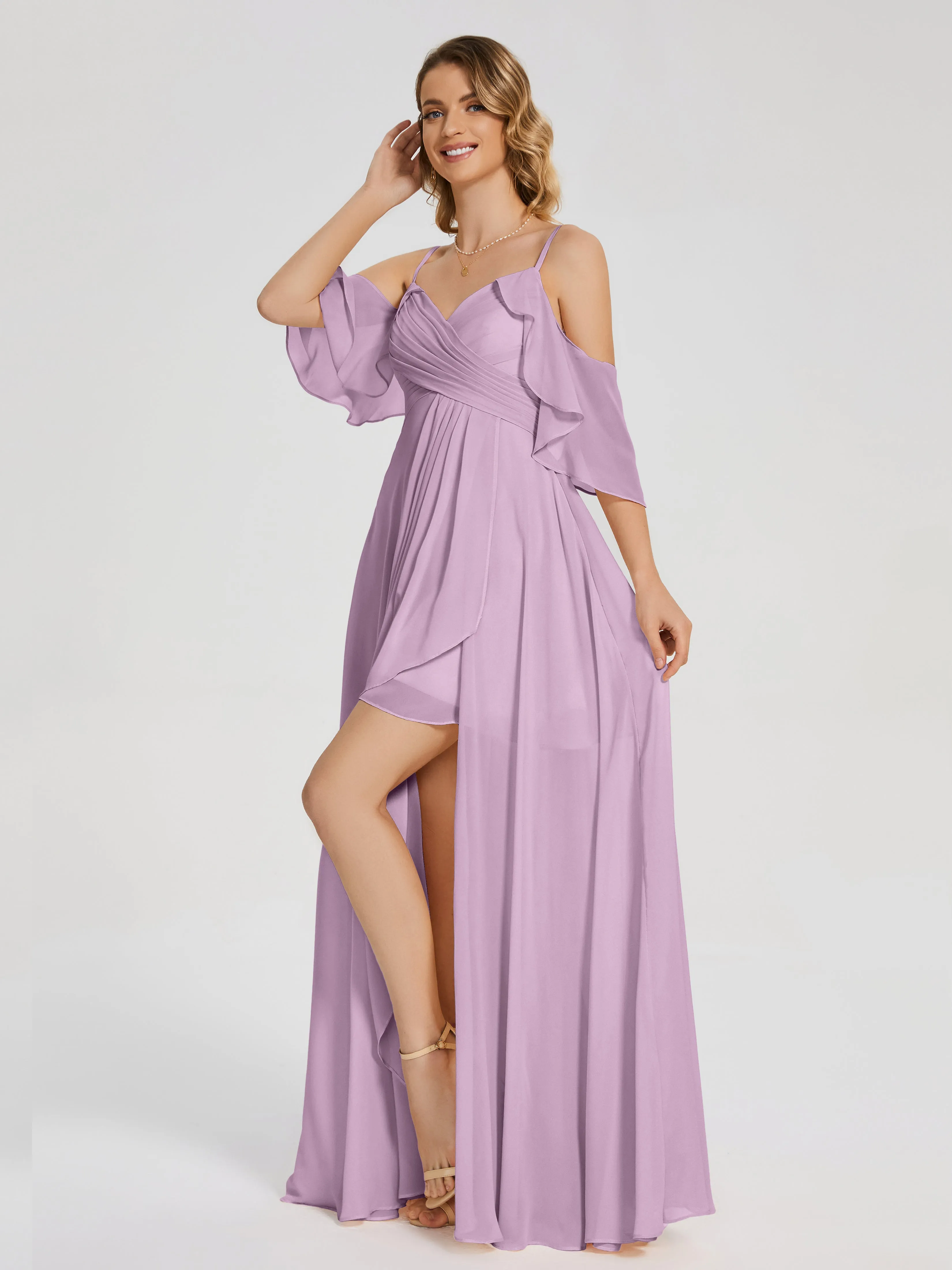 Lilah Hanging Sleeves Asymmetrical Bridesmaid Dresses