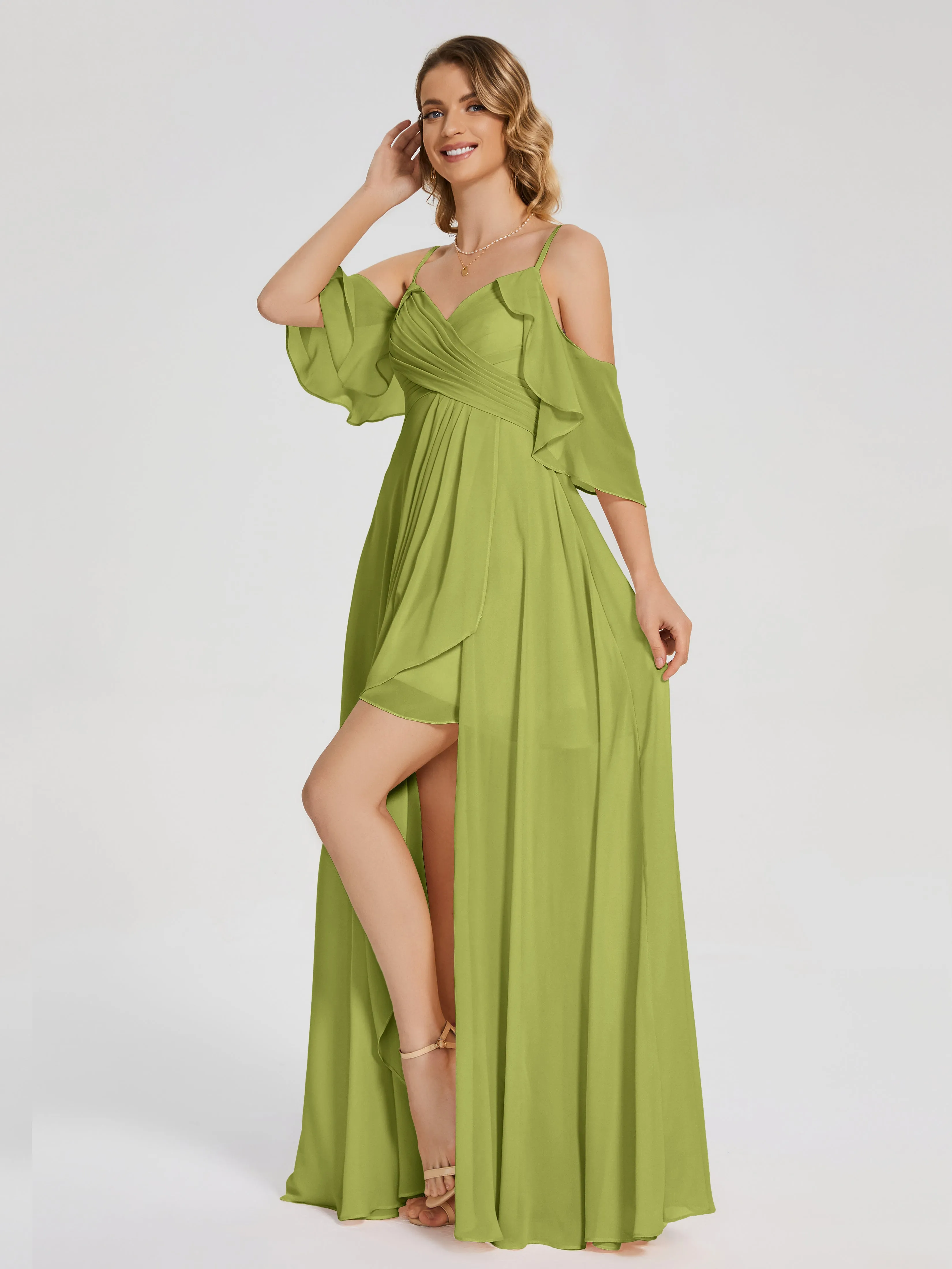 Lilah Hanging Sleeves Asymmetrical Bridesmaid Dresses