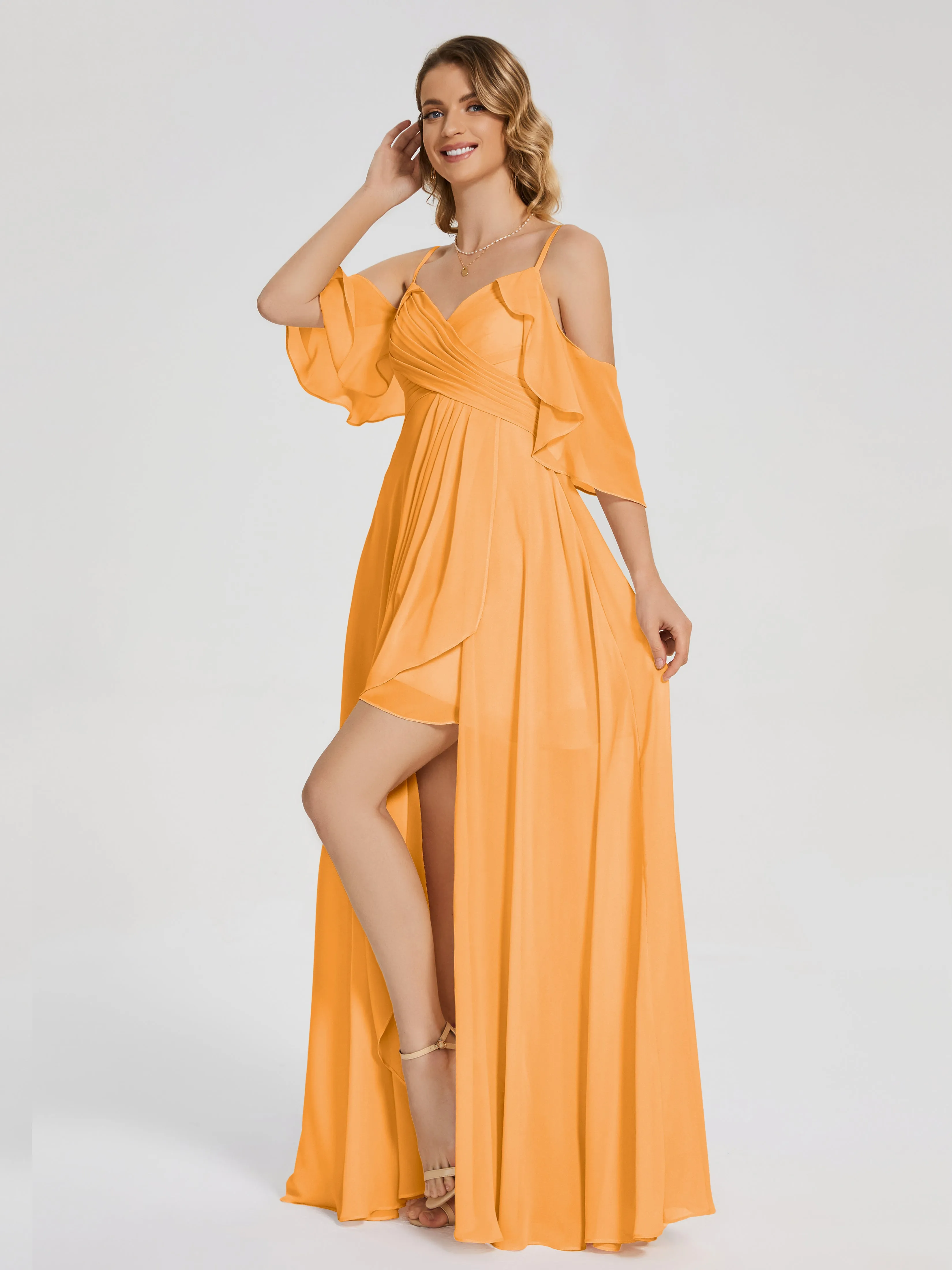 Lilah Hanging Sleeves Asymmetrical Bridesmaid Dresses