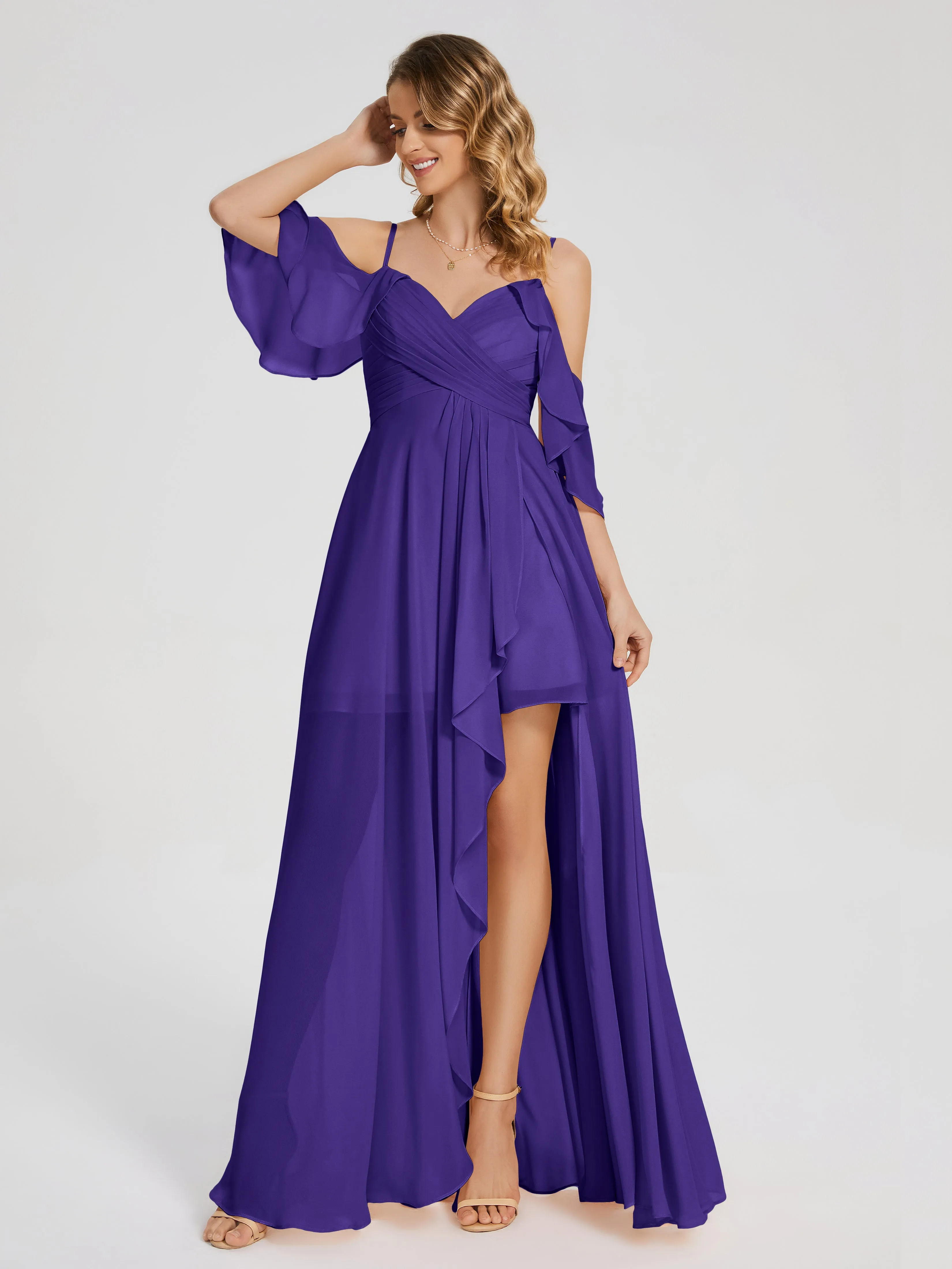 Lilah Hanging Sleeves Asymmetrical Bridesmaid Dresses