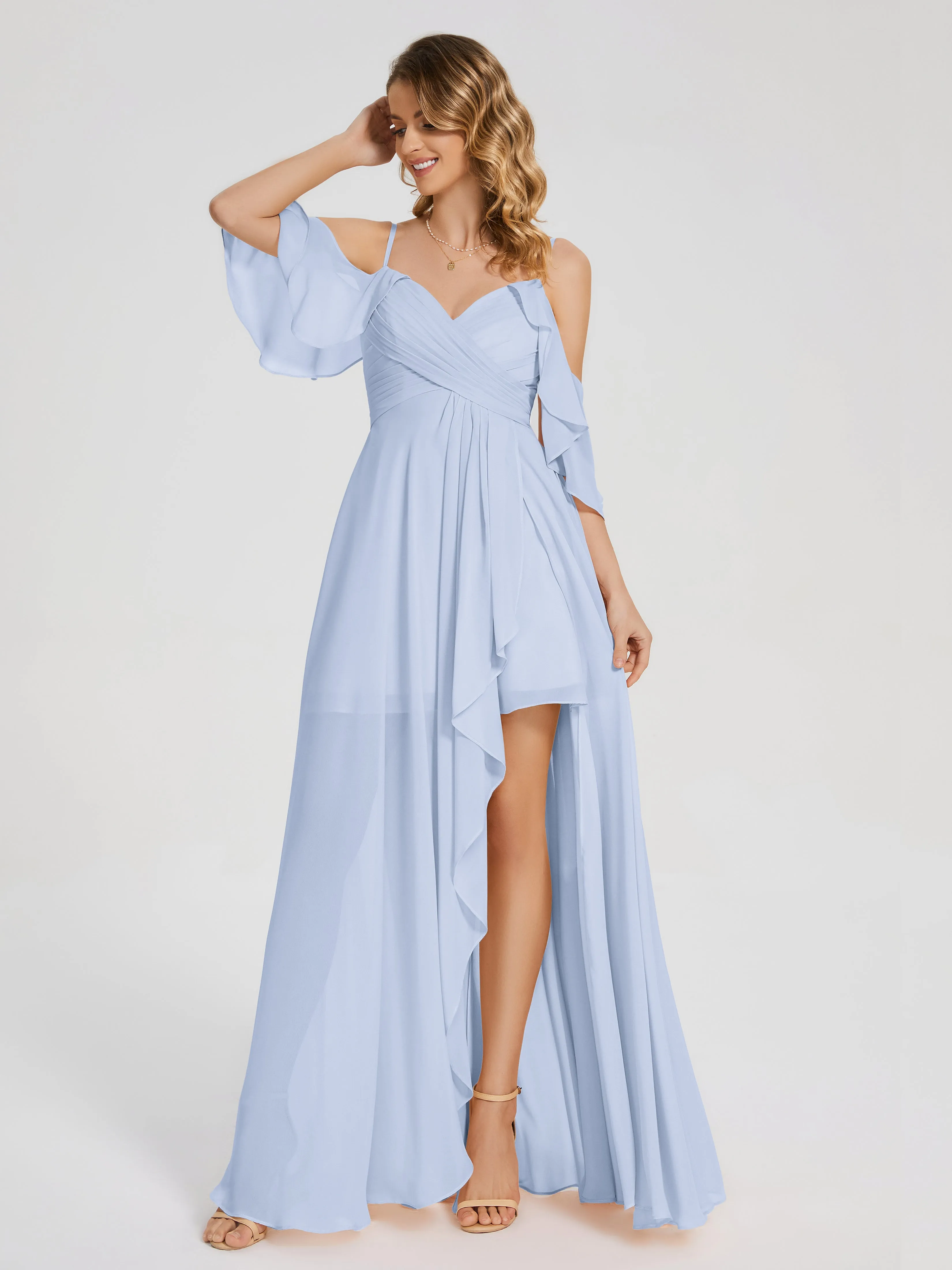 Lilah Hanging Sleeves Asymmetrical Bridesmaid Dresses