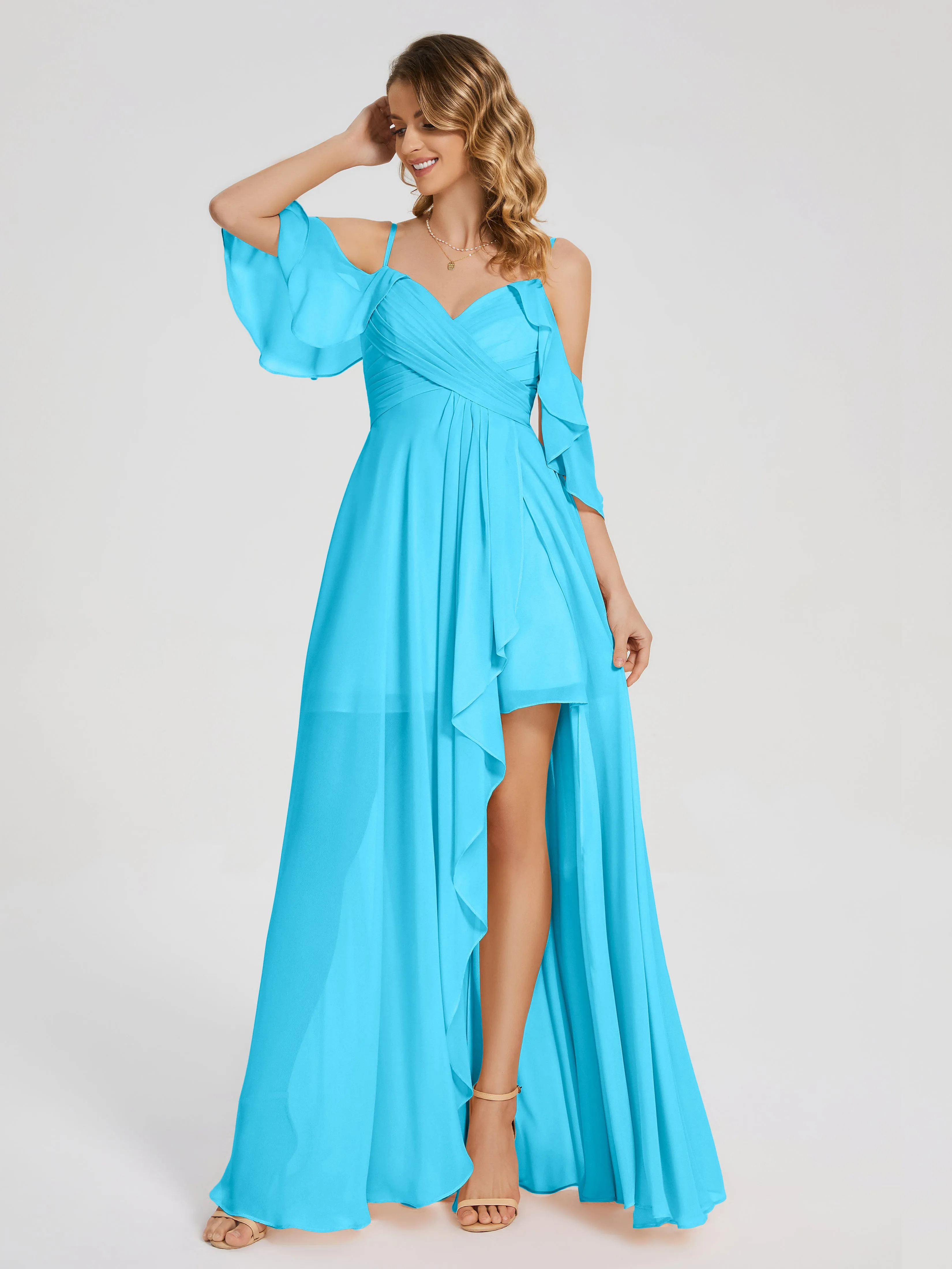 Lilah Hanging Sleeves Asymmetrical Bridesmaid Dresses