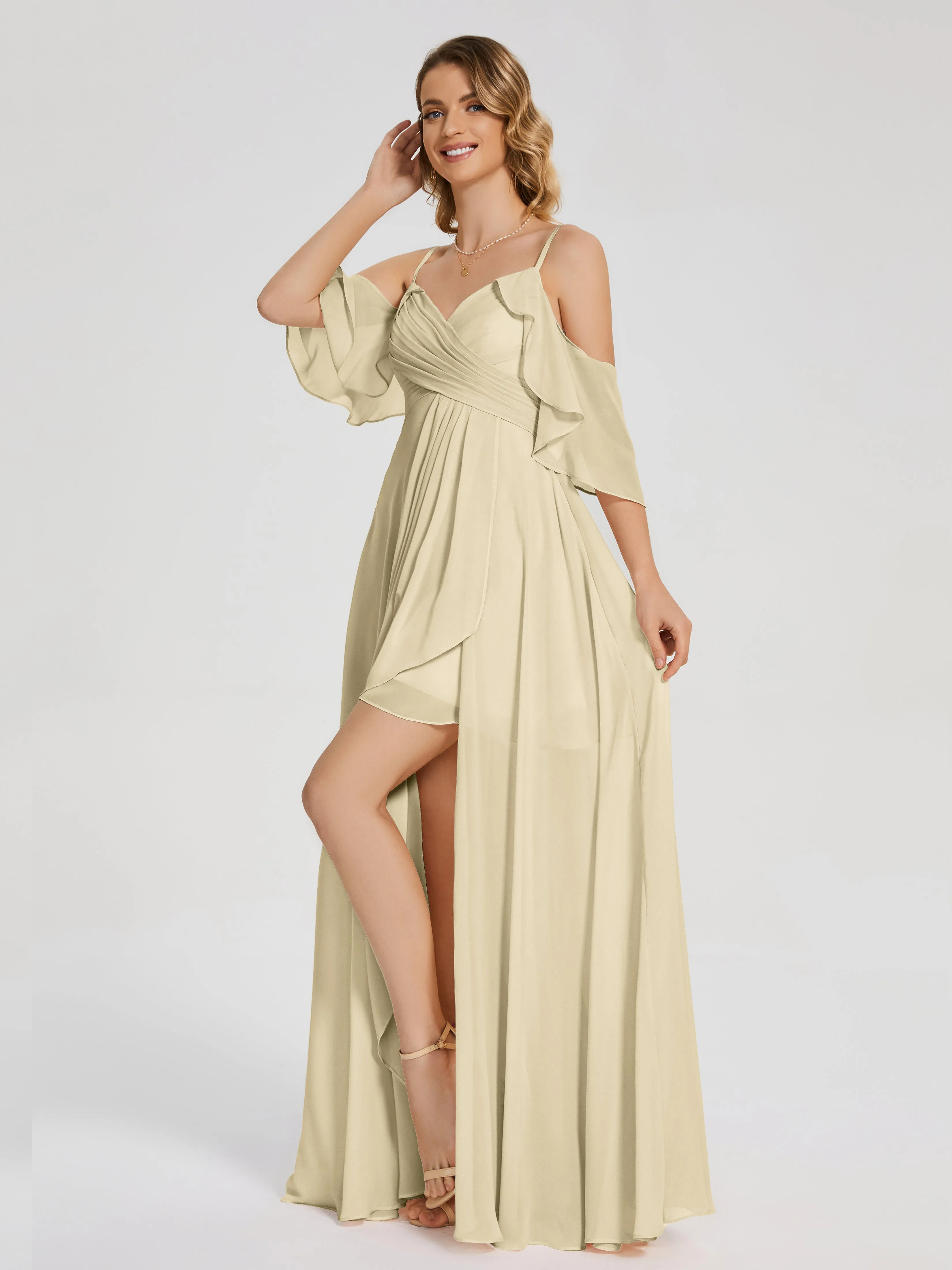 Lilah Hanging Sleeves Asymmetrical Bridesmaid Dresses