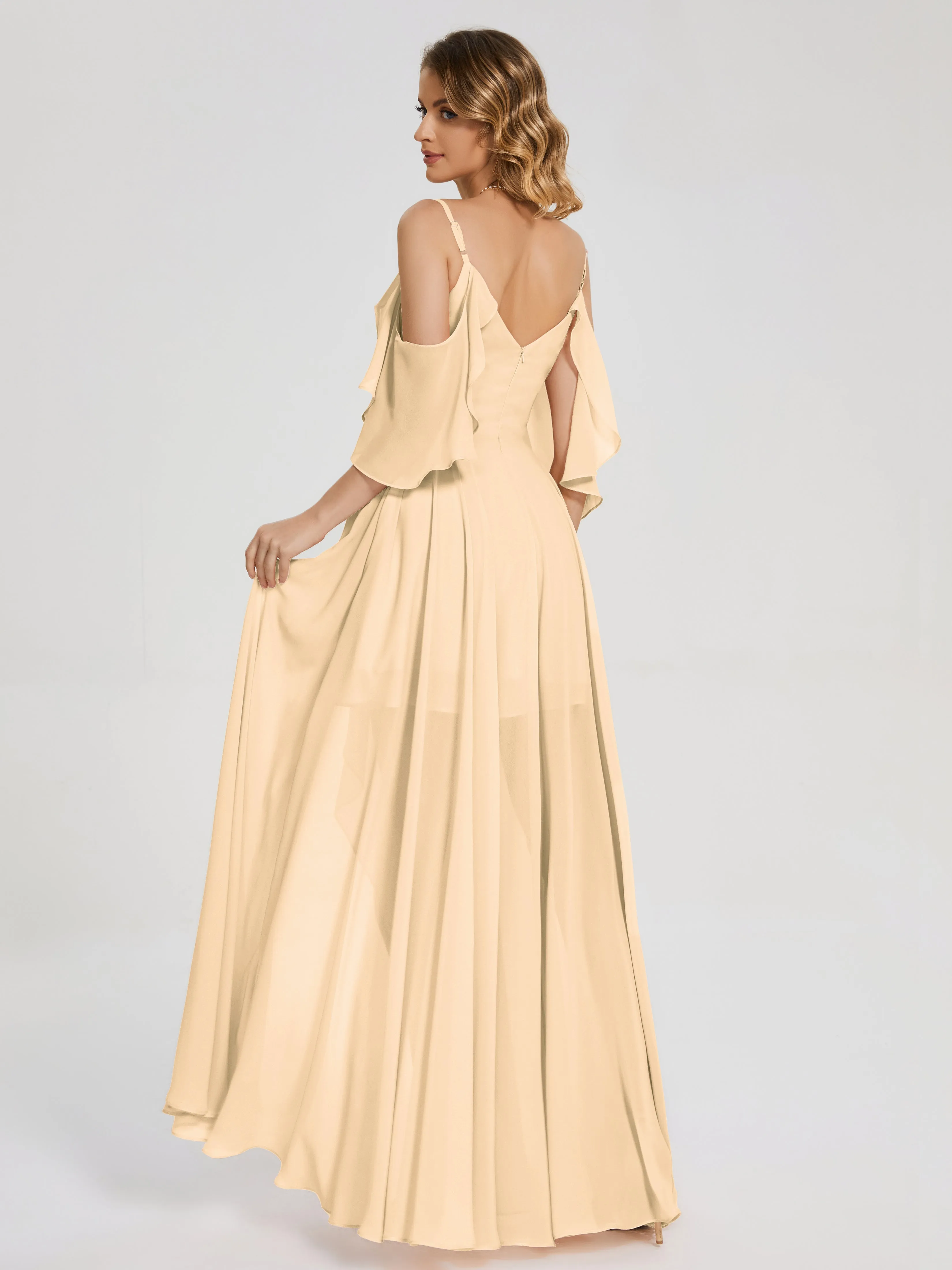 Lilah Hanging Sleeves Asymmetrical Bridesmaid Dresses