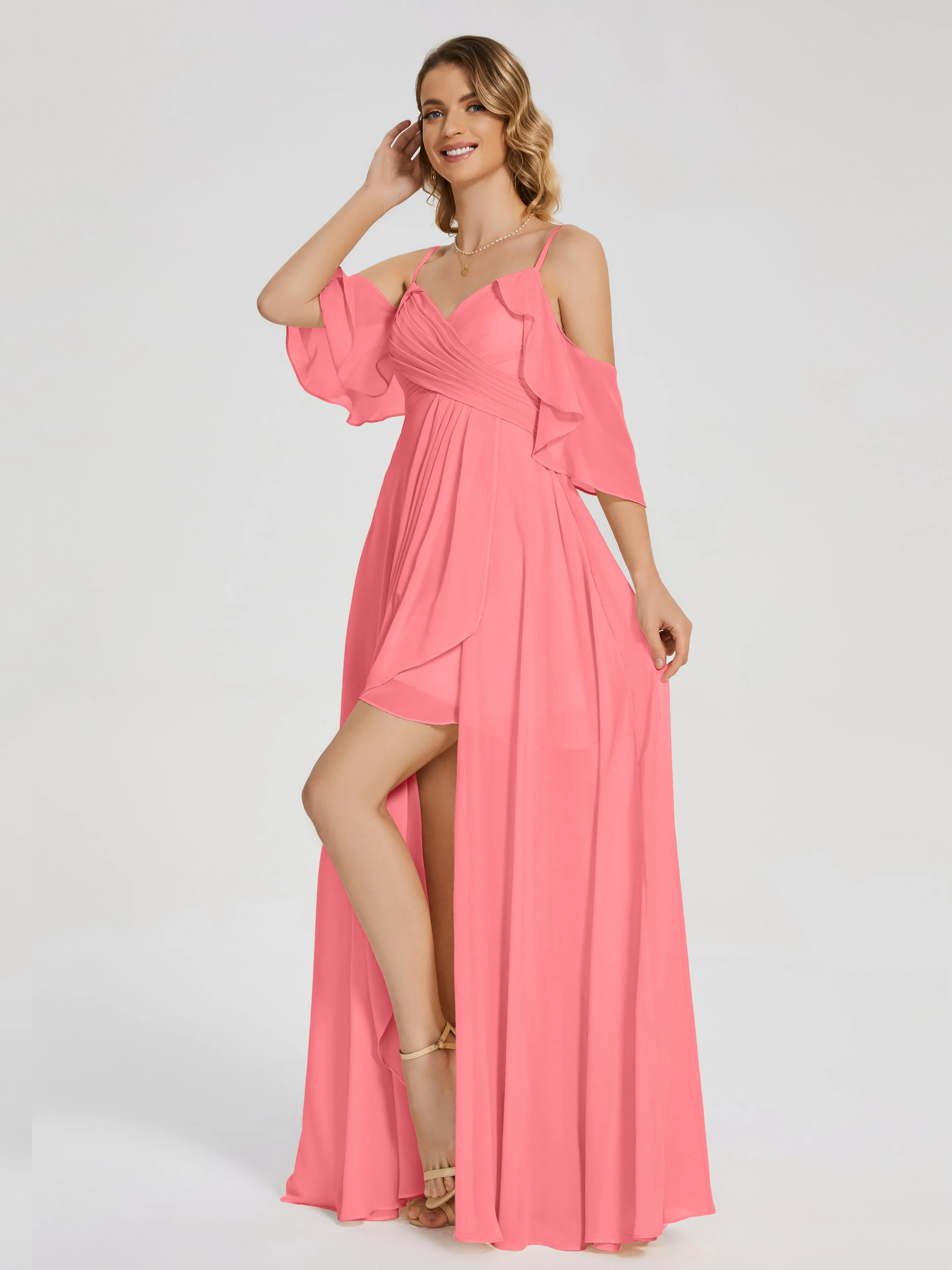 Lilah Hanging Sleeves Asymmetrical Bridesmaid Dresses