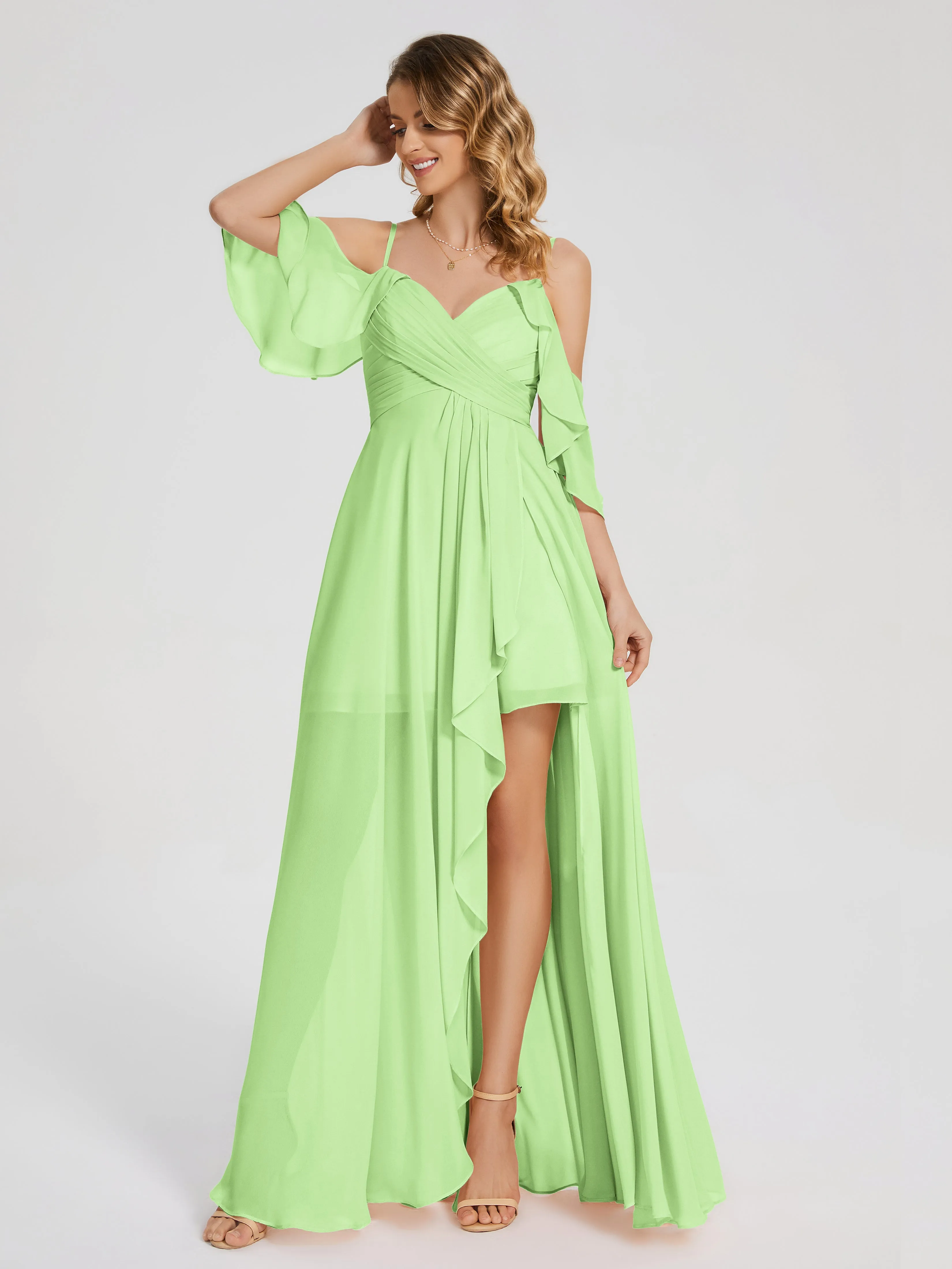 Lilah Hanging Sleeves Asymmetrical Bridesmaid Dresses