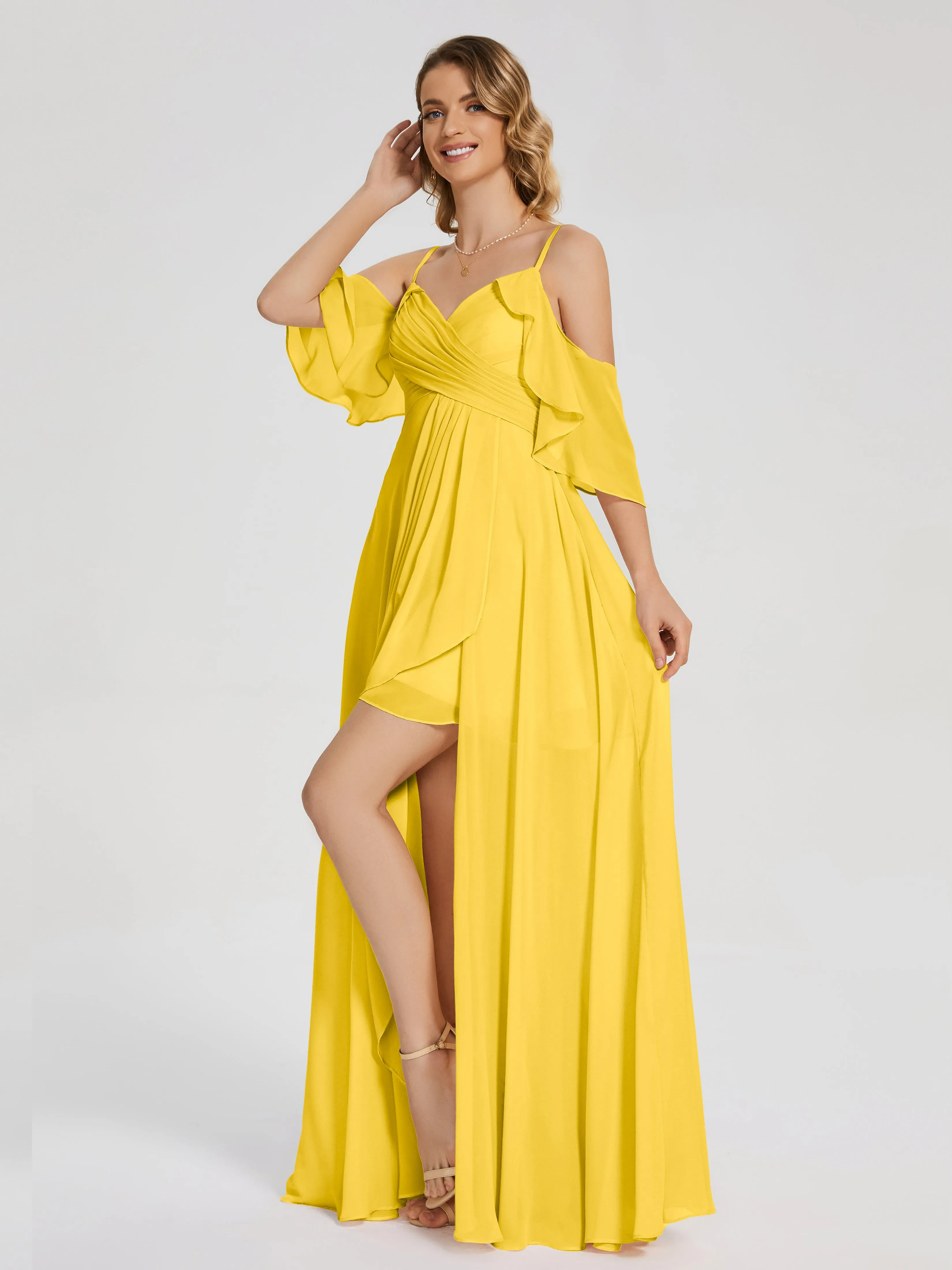 Lilah Hanging Sleeves Asymmetrical Bridesmaid Dresses