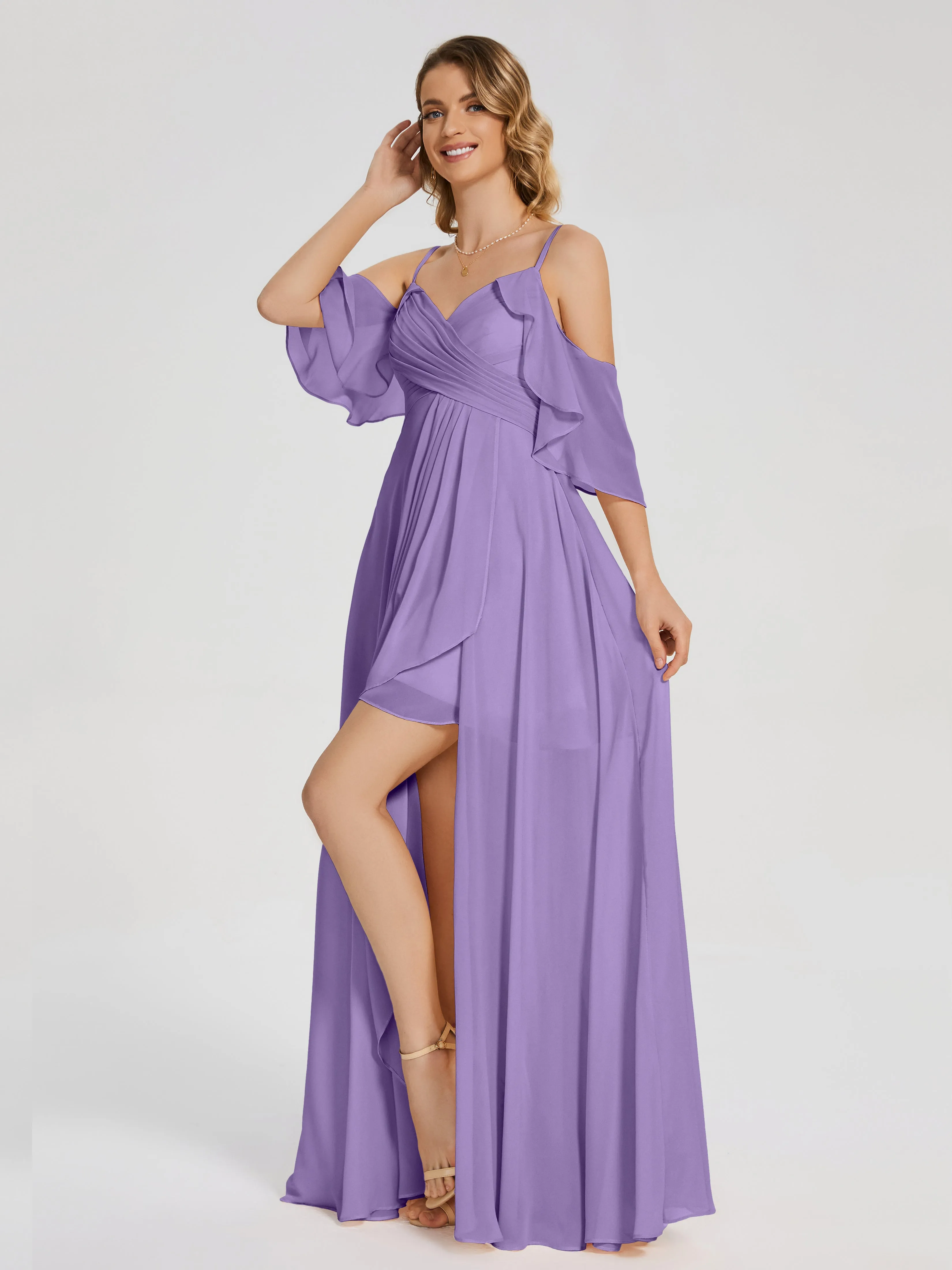 Lilah Hanging Sleeves Asymmetrical Bridesmaid Dresses