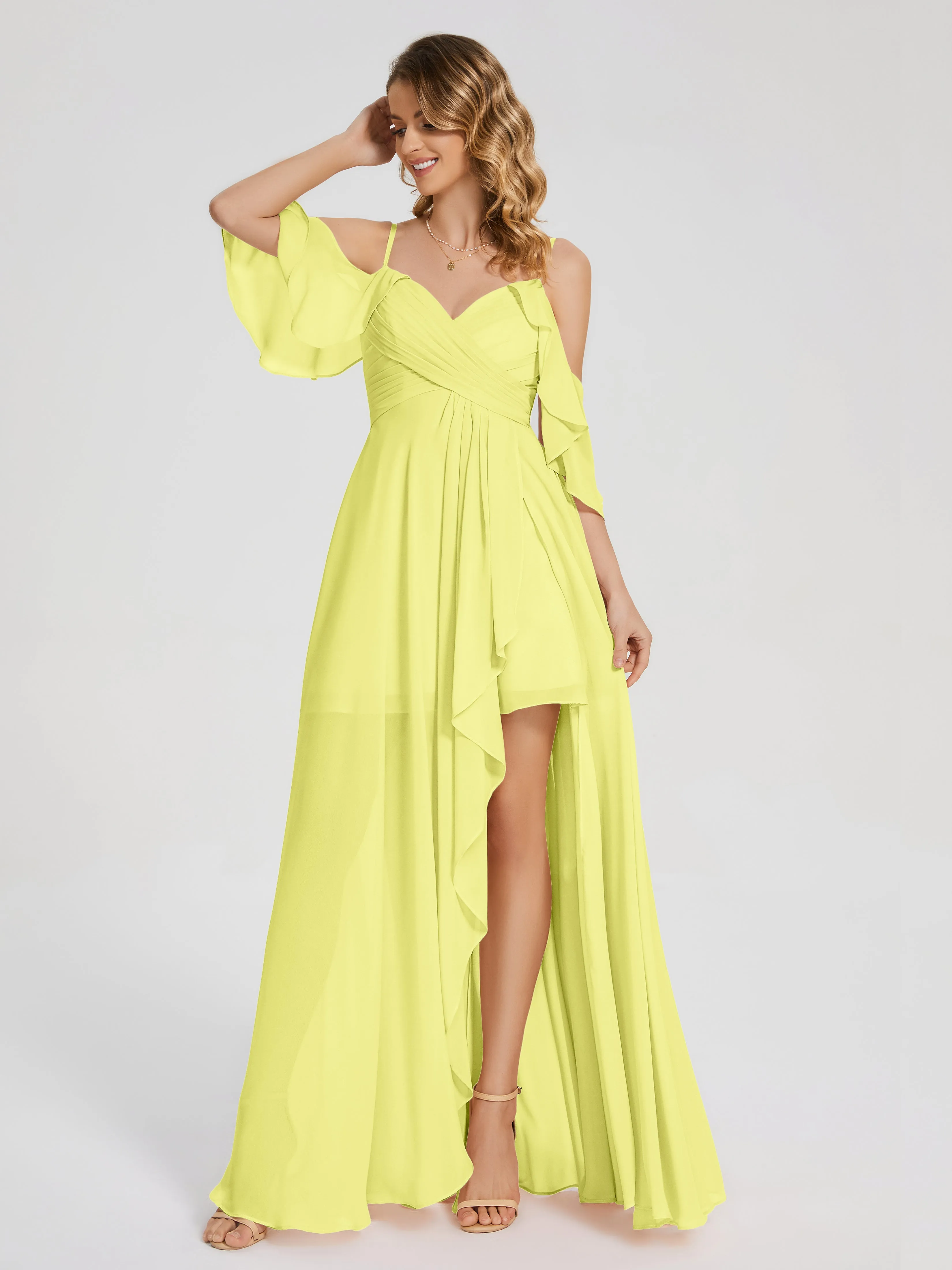 Lilah Hanging Sleeves Asymmetrical Bridesmaid Dresses