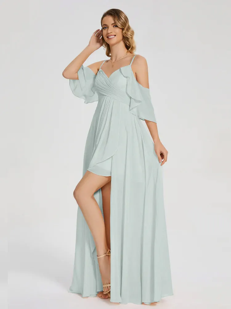 Lilah Hanging Sleeves Asymmetrical Bridesmaid Dresses