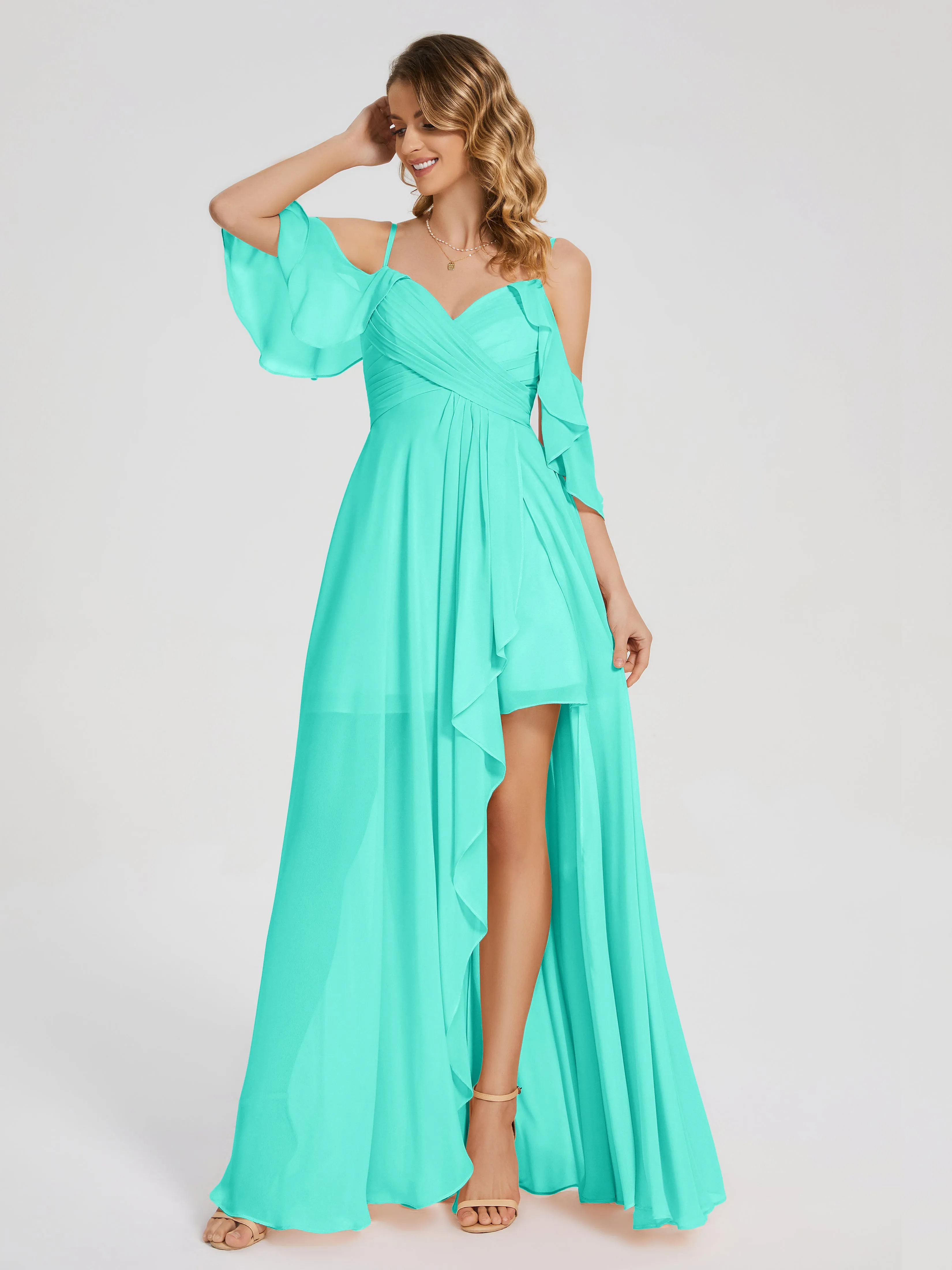 Lilah Hanging Sleeves Asymmetrical Bridesmaid Dresses