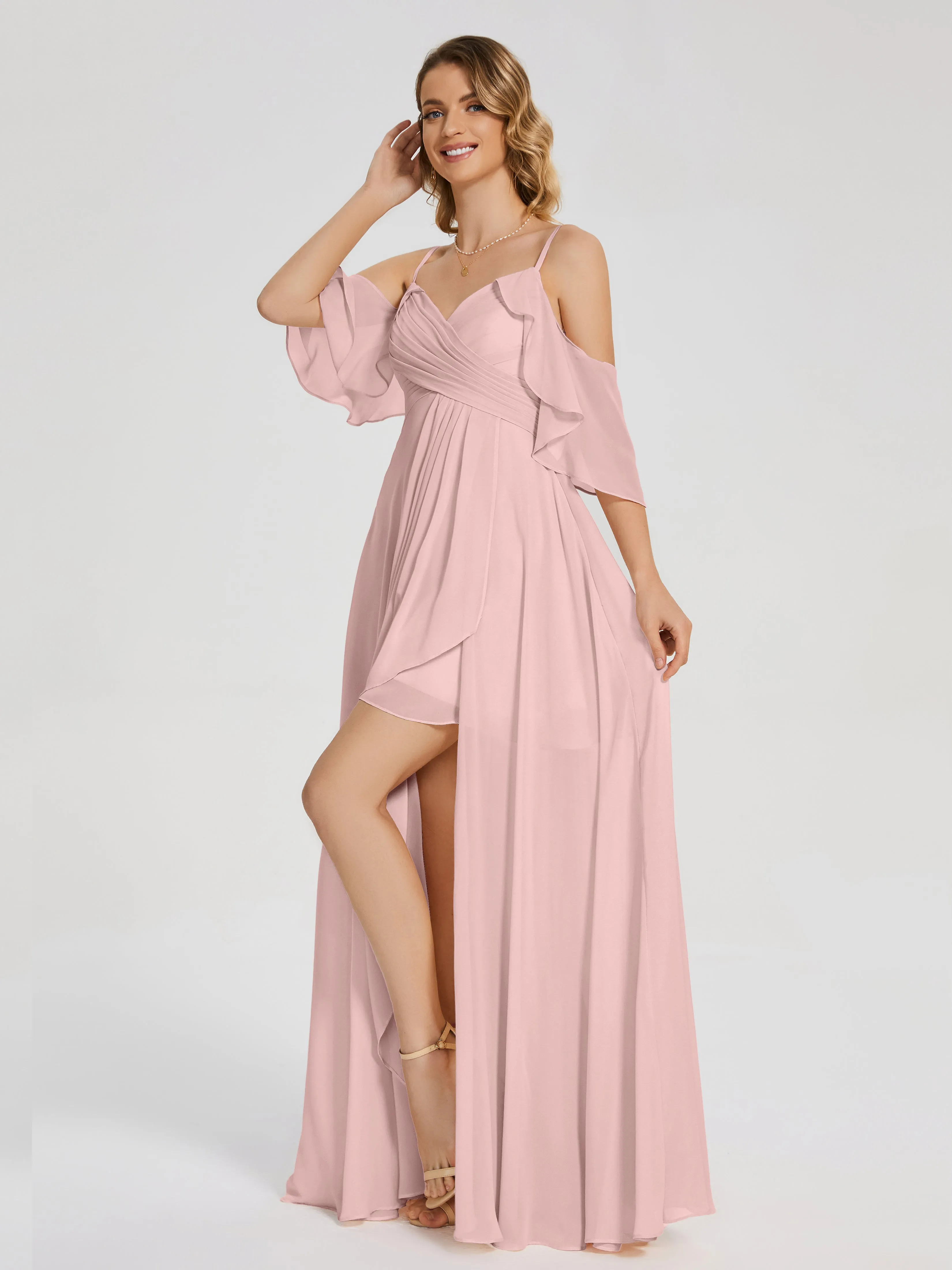 Lilah Hanging Sleeves Asymmetrical Bridesmaid Dresses