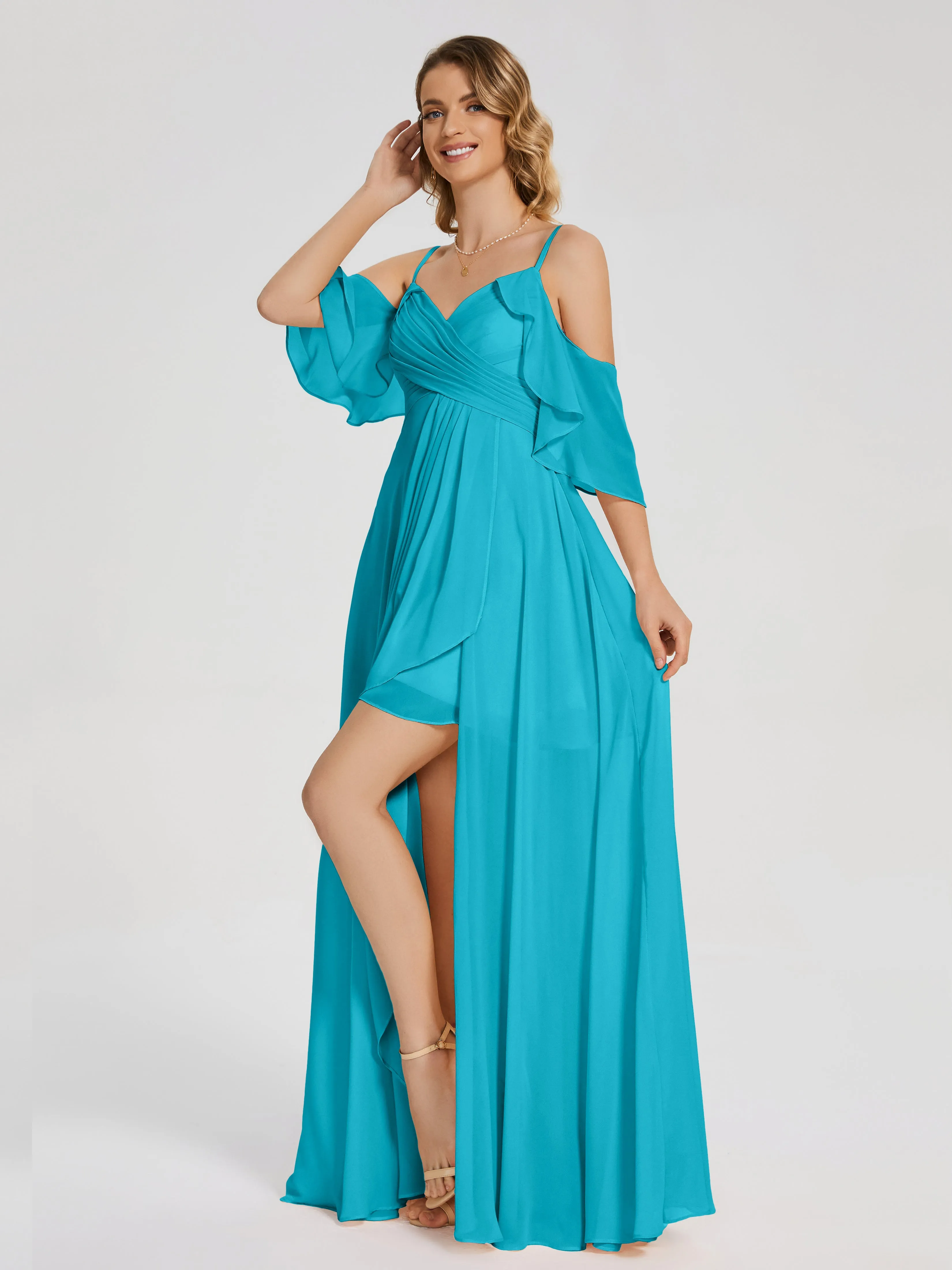 Lilah Hanging Sleeves Asymmetrical Bridesmaid Dresses