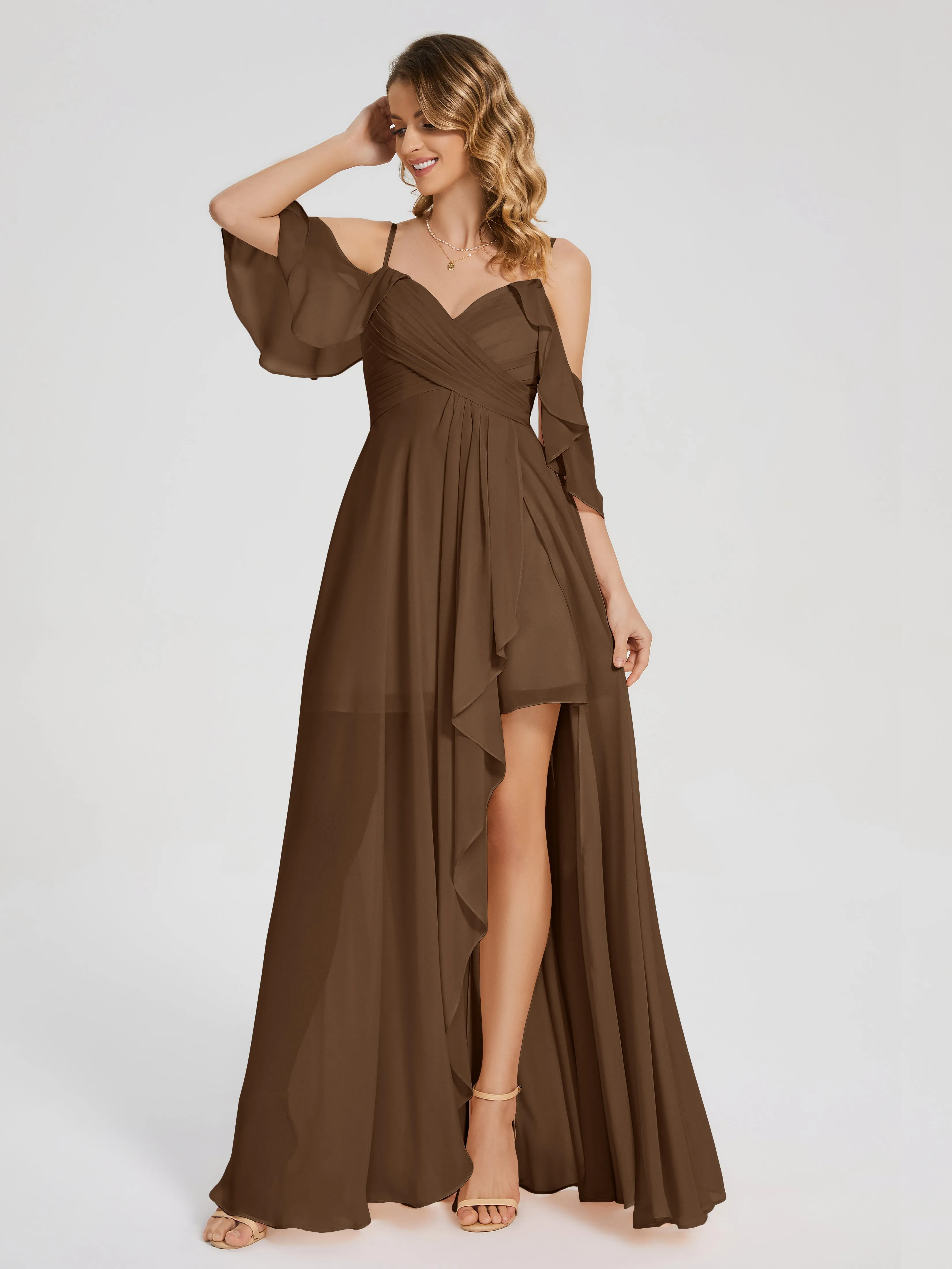 Lilah Hanging Sleeves Asymmetrical Bridesmaid Dresses