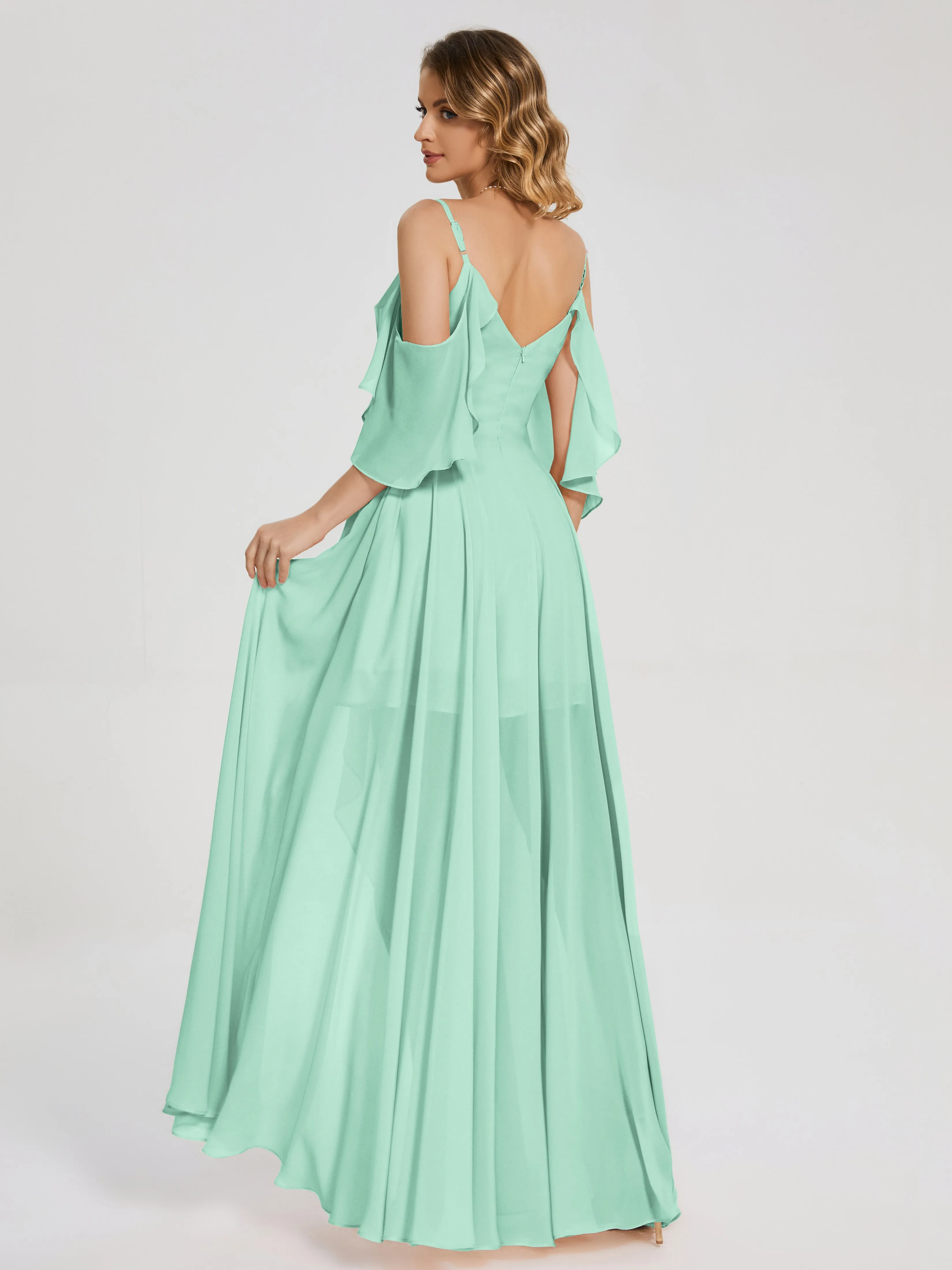 Lilah Hanging Sleeves Asymmetrical Bridesmaid Dresses