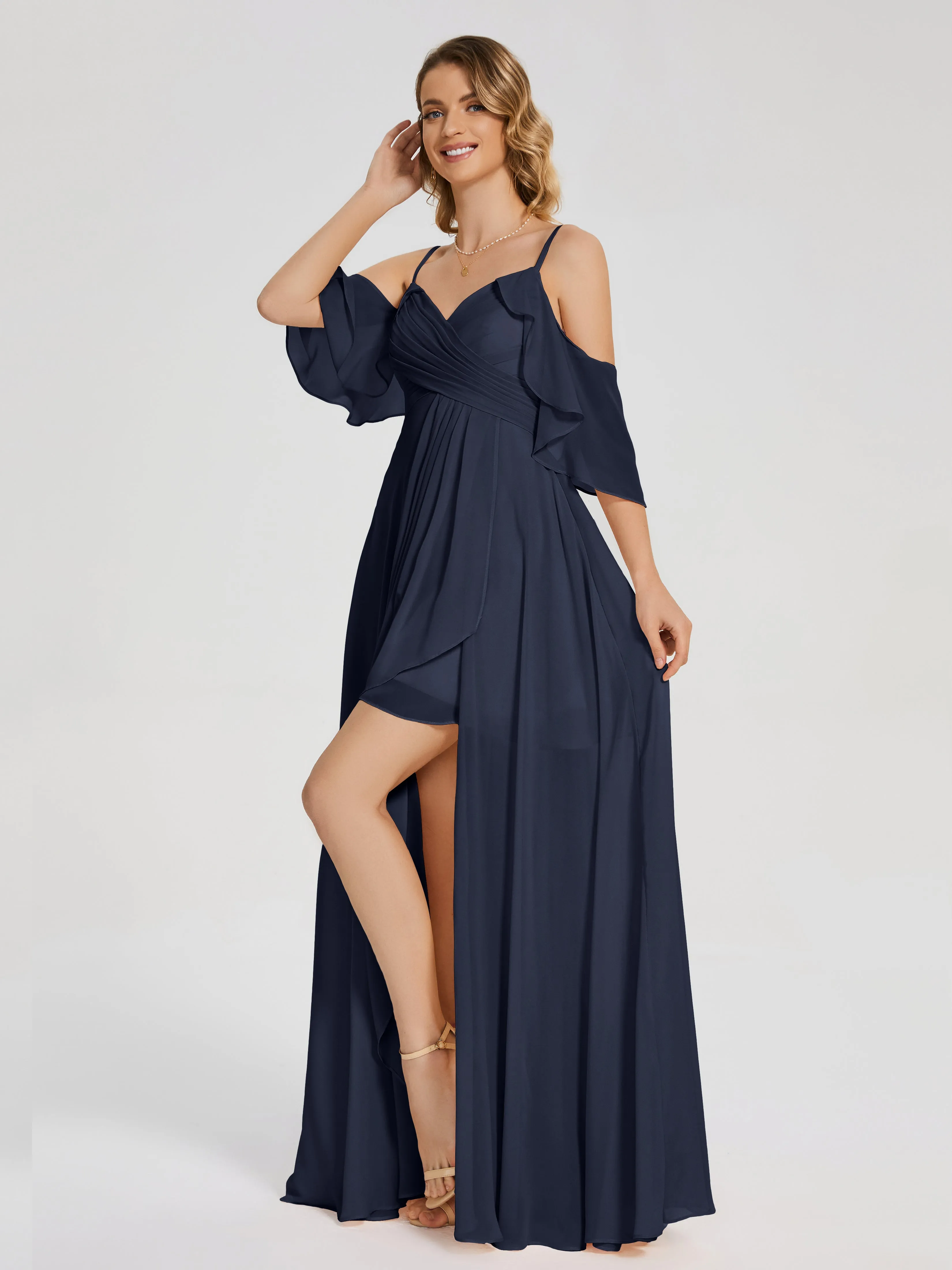 Lilah Hanging Sleeves Asymmetrical Bridesmaid Dresses