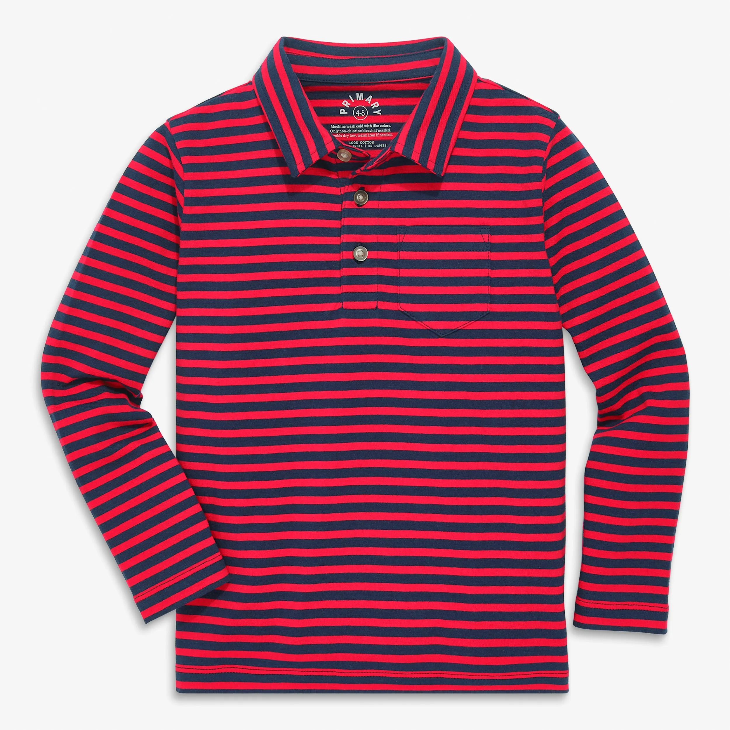 Long sleeve polo in stripe