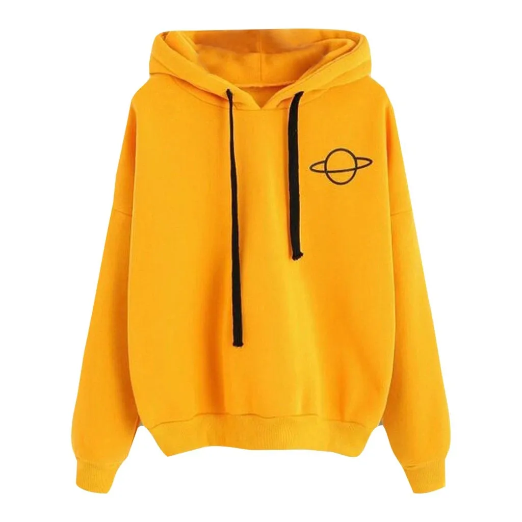 Loose Printed Hooded Sweatshirt Hoodies Long Sleeved Pullover Women