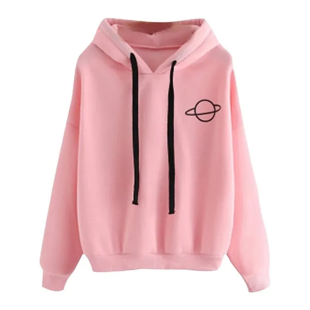 Loose Printed Hooded Sweatshirt Hoodies Long Sleeved Pullover Women