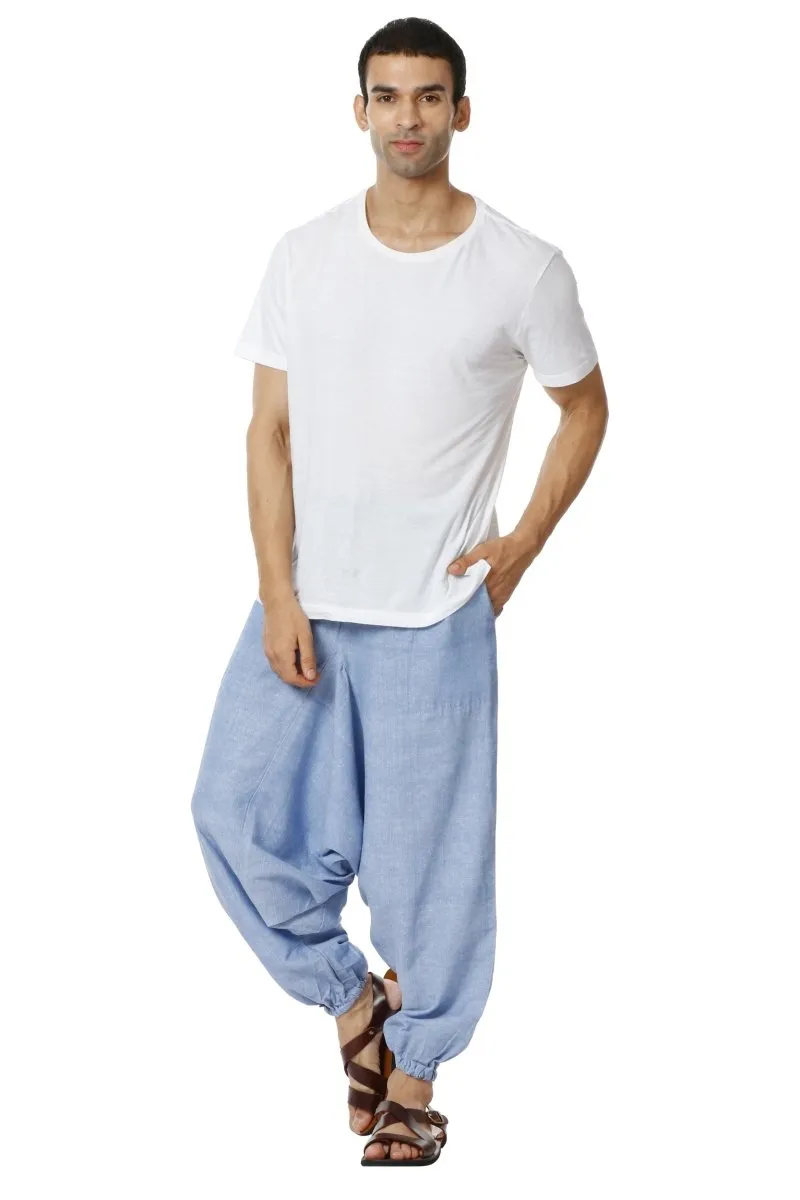 Men's Harem Pack of 2 | Blue and Melange Grey | Fits Waist Sizes 28 to 36 Inches