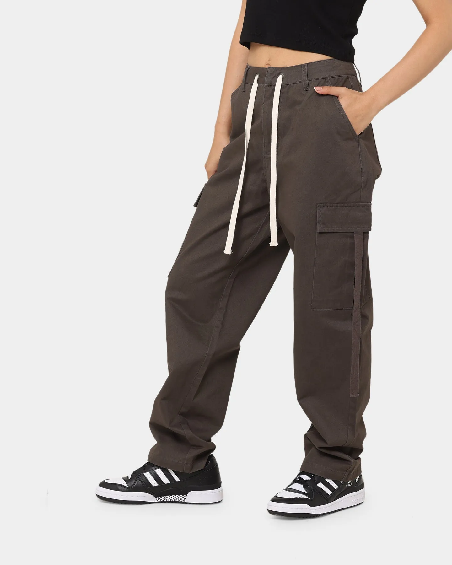 MNML Women's Baggy Cargo Pants Charcoal