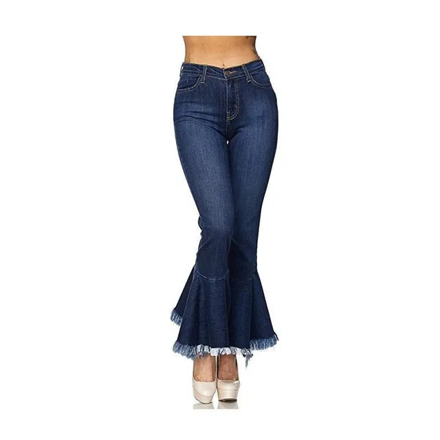 Nine-Point Tassel Broad Legs Trim Thin Jeans