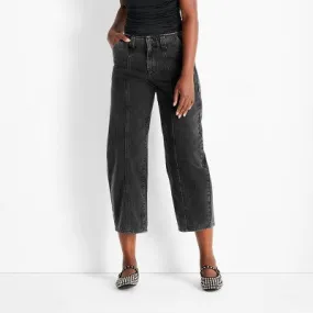 Open Box - Women's Mid-Rise Barrel Leg Jeans - Future Collective Wash