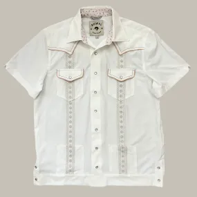 Pearl Snap Guayabera Performance Shirt--Pearl White