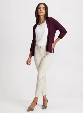 Pointelle Stitch Cardigan & Ankle-Length Pants