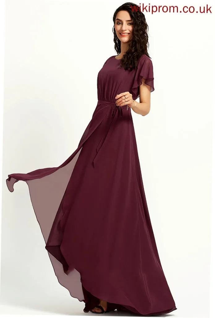 Prom Dresses Neck With Scoop Asymmetrical Anne A-Line Ruffle