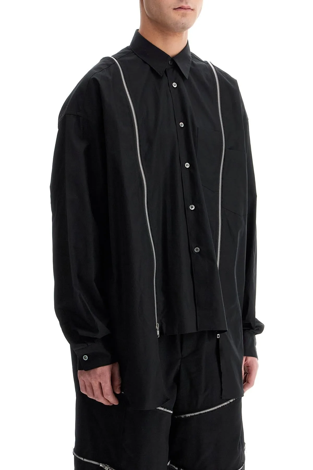 "shirt with functional zip 1N B004 BLACK