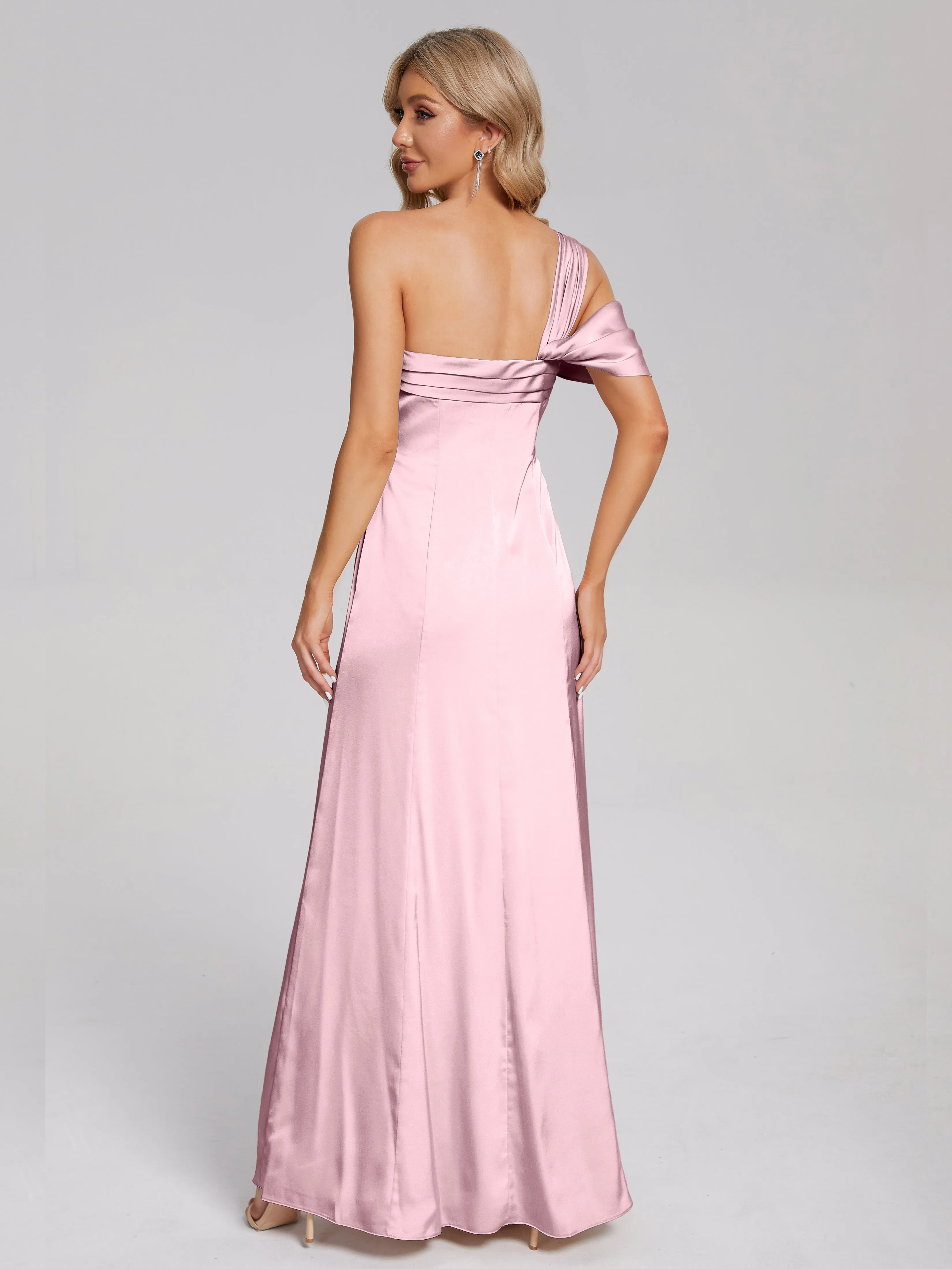 Raelyn Asymmetrical Pleats Soft Satin Dresses